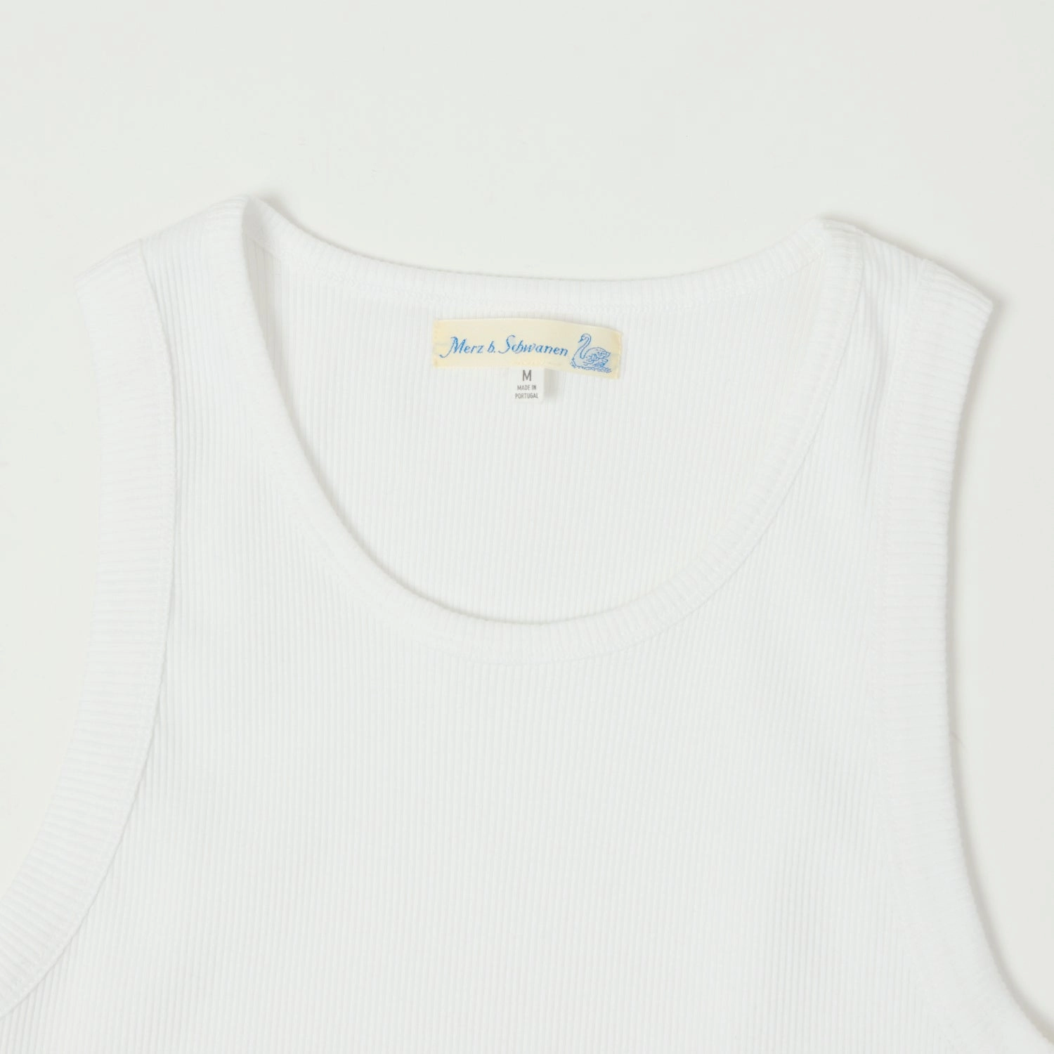 Merz b. Schwanen 'Good Basics' Organic Cotton Ribbed Tank Top - White Seam Free Edging Chic Comfort Wear