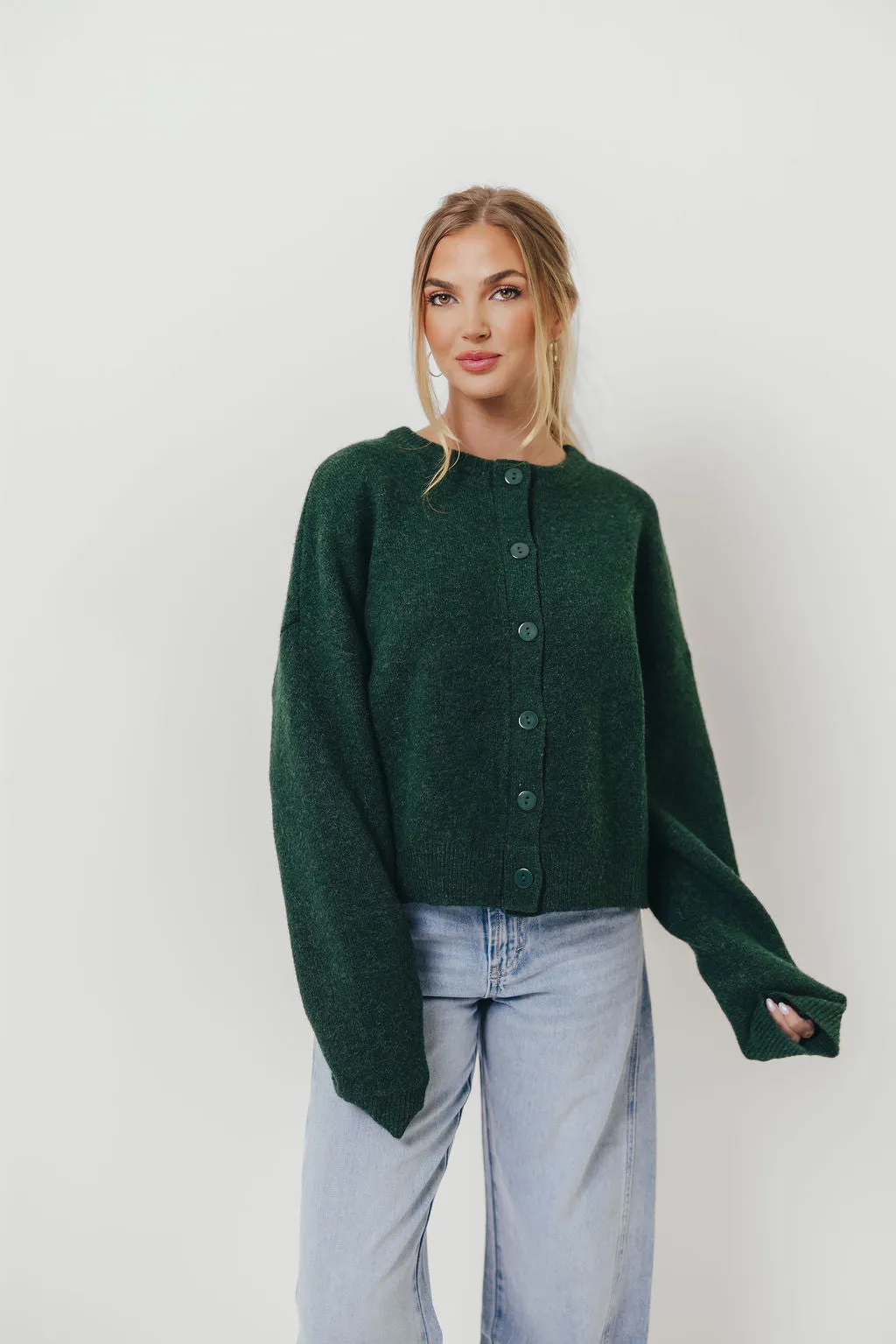Alyssa Cardigan in Forest Green Soft Drape