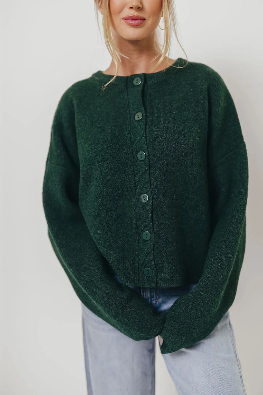 Alyssa Cardigan in Forest Green Eco Friendly Yarn