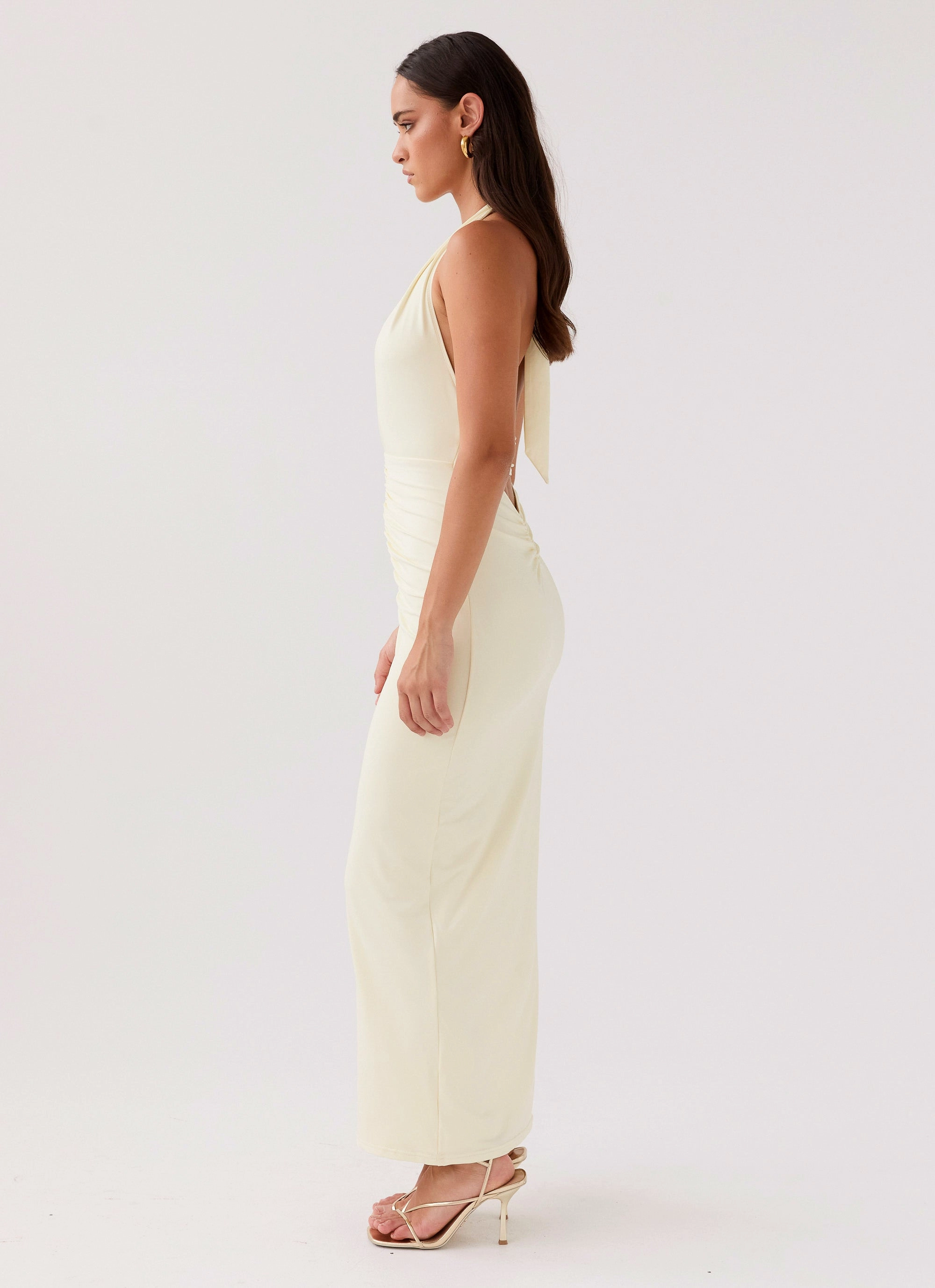 Whisked Away Halterneck Maxi Dress - Canary Effortless Layering