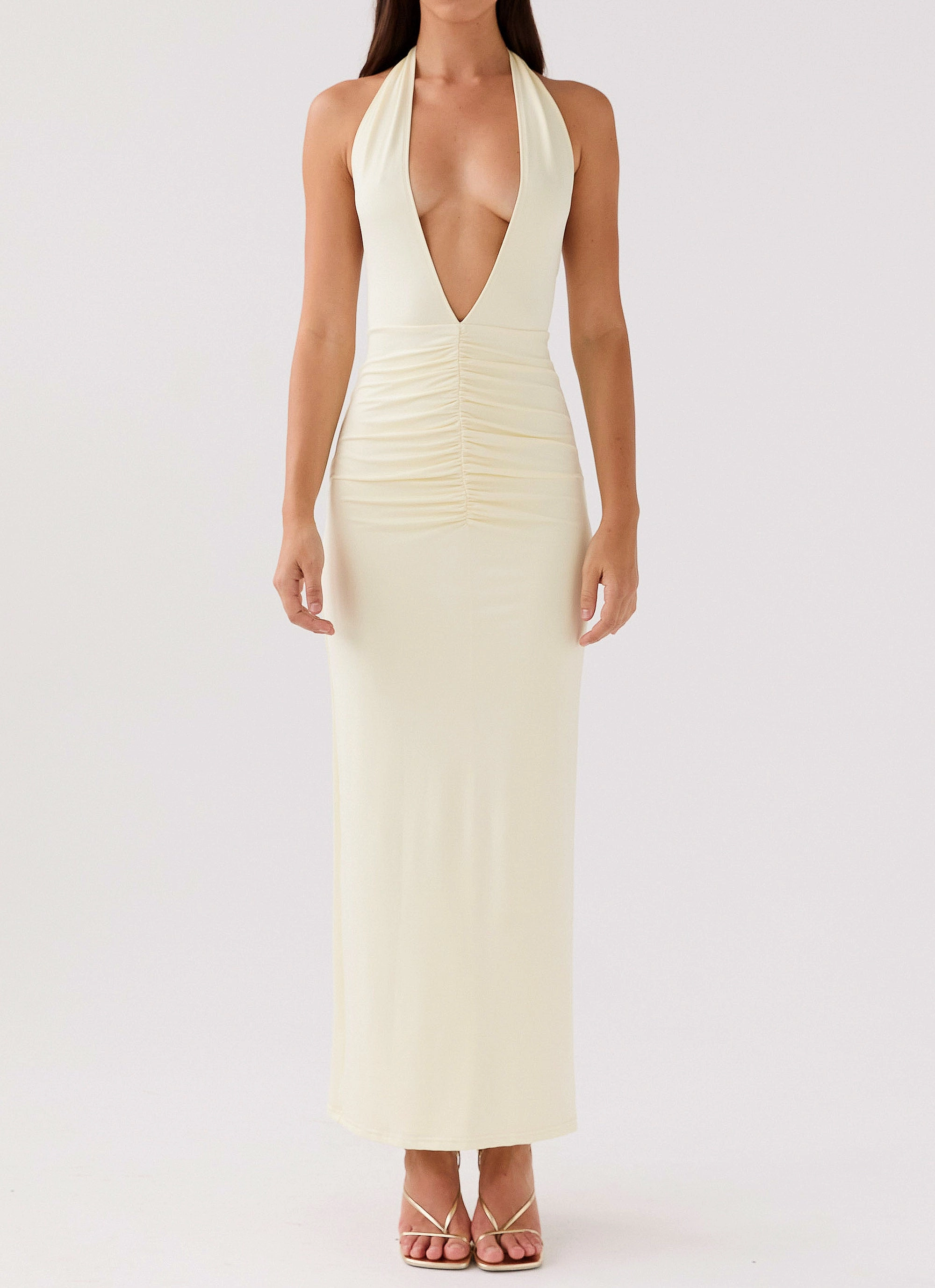 Whisked Away Halterneck Maxi Dress - Canary Villa Mood