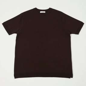 Lightweight Feel Minimalistic Wear Fujito Knit Crew Neck T-Shirt - Dark Brown