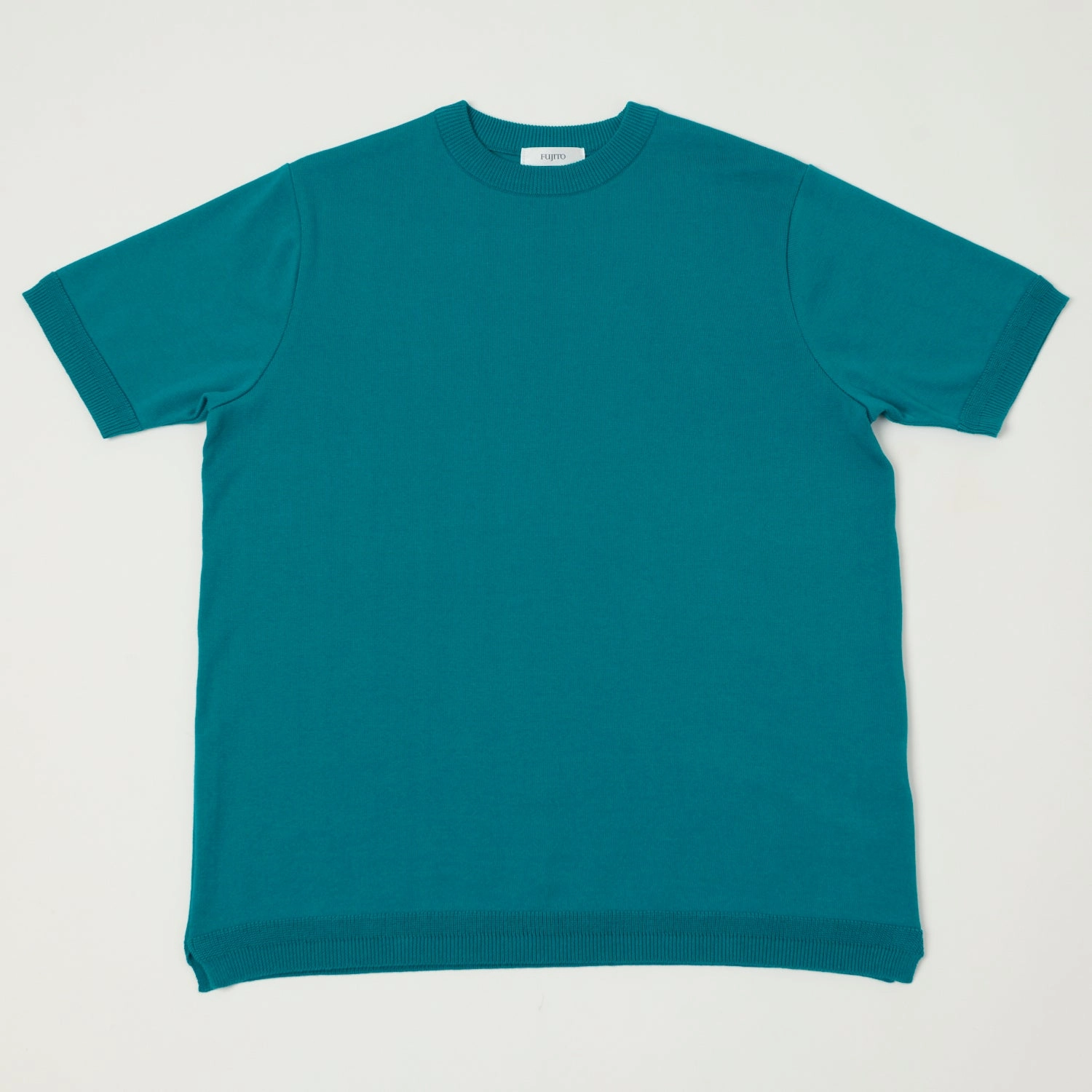 Fujito Knit Crew Neck T-Shirt - Emerald Eco-friendly Relaxed Design