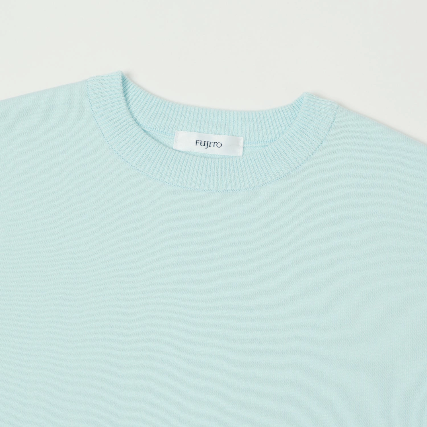 Pocket Detailing Comfort Wearable Fujito Knit Crew Neck T-Shirt - Sax