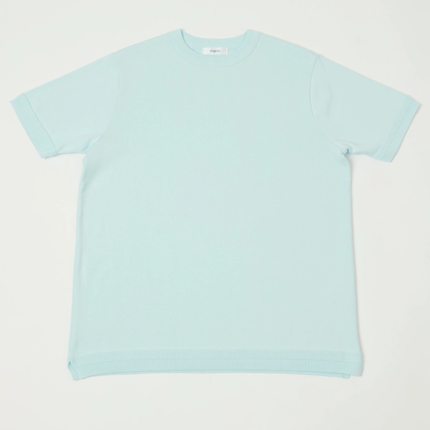 Fujito Knit Crew Neck T-Shirt - Sax High-End Quality Sleek Waist