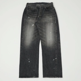 Full Count 0105 13.7oz Wide Straight Jean - Black 'Splatter Dartford' Wash Waterless Wash Technology Always Fits Well