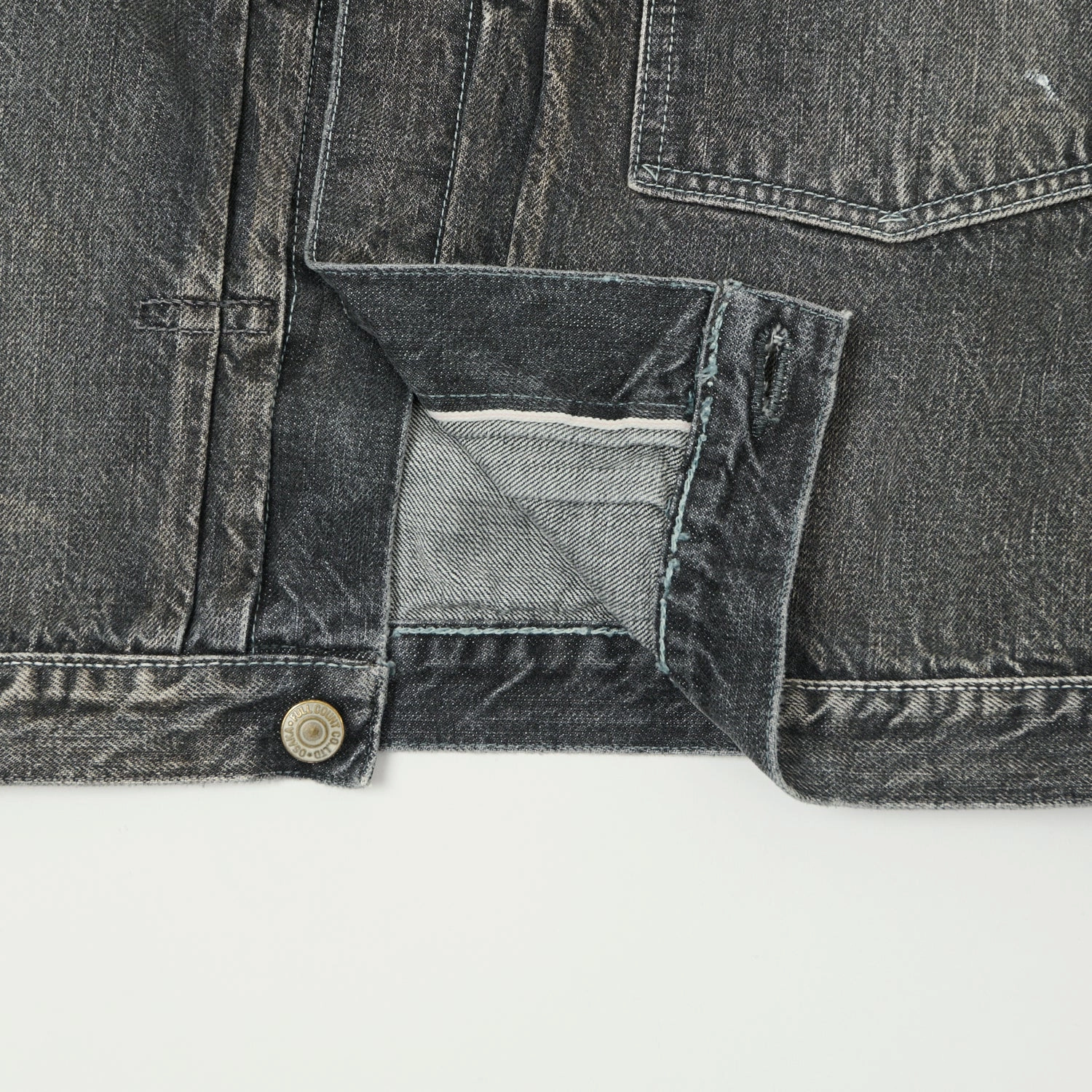 suitable for casual gatherings Full Count 2107 13.5oz Type I Denim Jacket - Black Splatter Dartford Wash