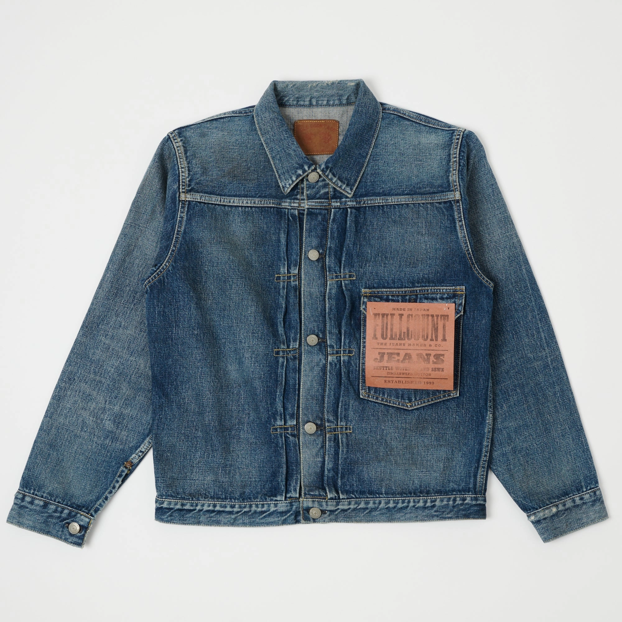 Full Count 2107 13.75oz Type I Denim Jacket - 'Dartford' Wash Stretchable Material Forest
