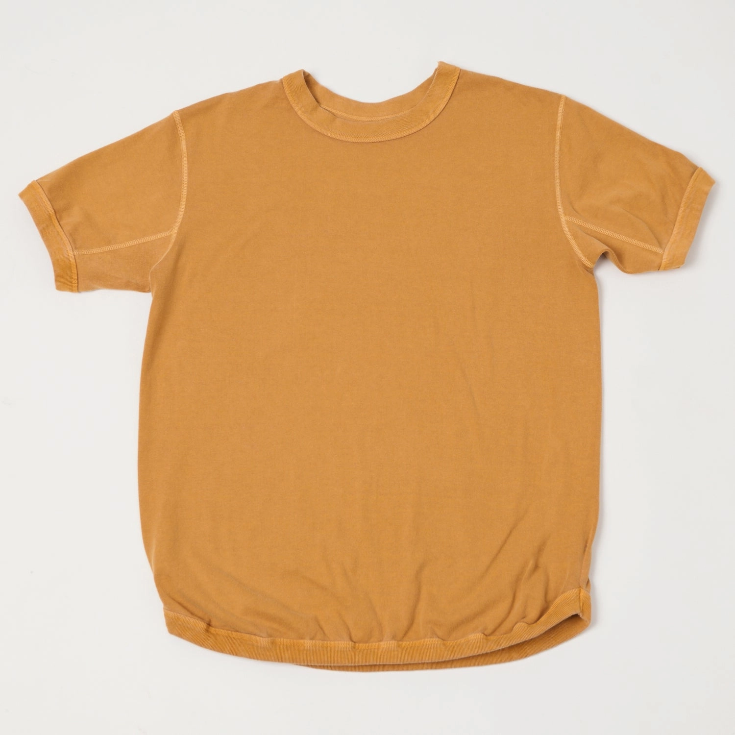 Full Count 5222 Flat Seam Heavyweight T-Shirt - Saffron Comfy Fit Wear Stretch Fabric Technology
