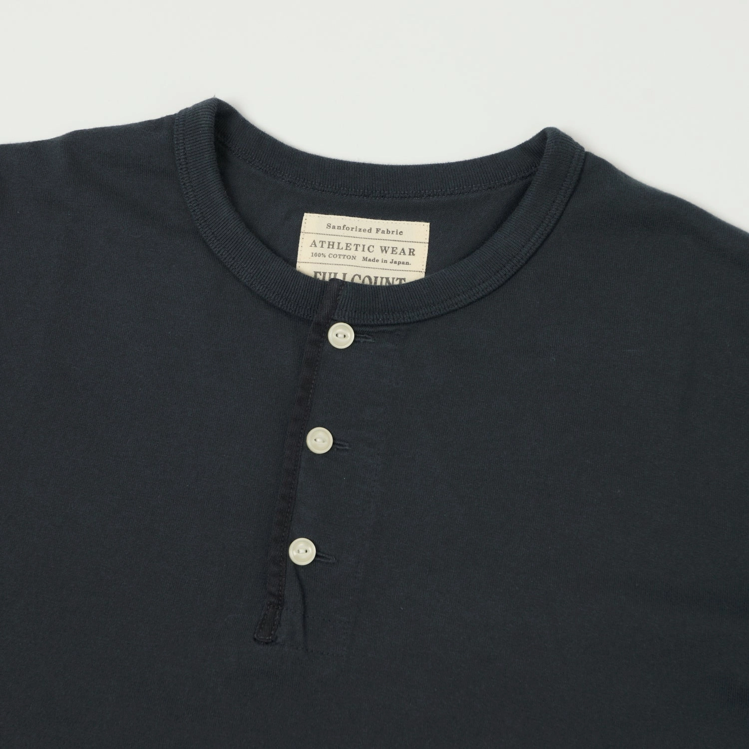 Full Count 5222LH Flat Seam Heavyweight Henley - Ink Black Light Fit Trendy Comfort