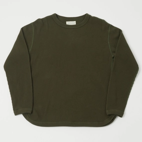 Full Count 5964 Heavyweight Waffle T-Shirt - Khaki Running Speed light layering