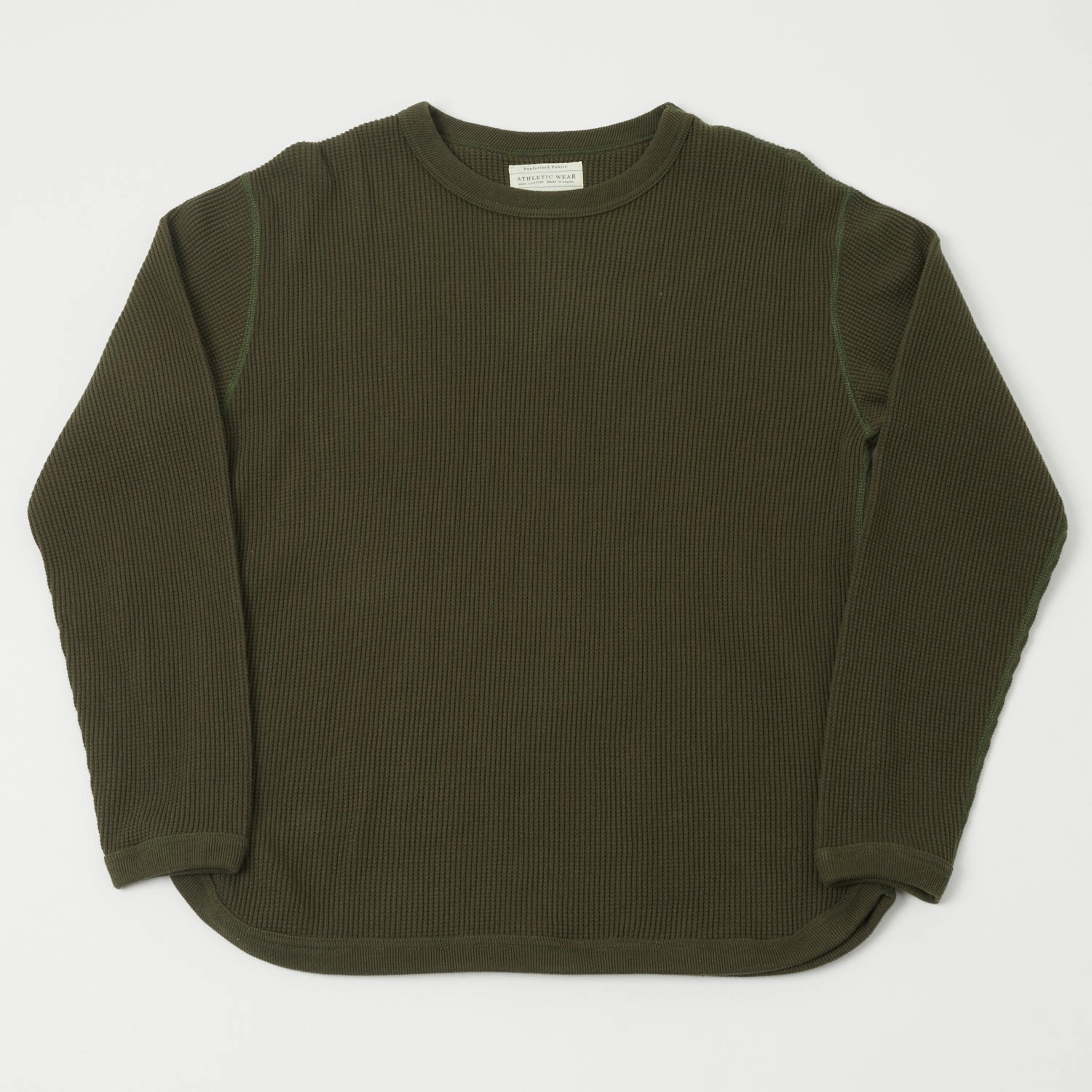 Full Count 5964 Heavyweight Waffle T-Shirt - Khaki Running Speed light layering