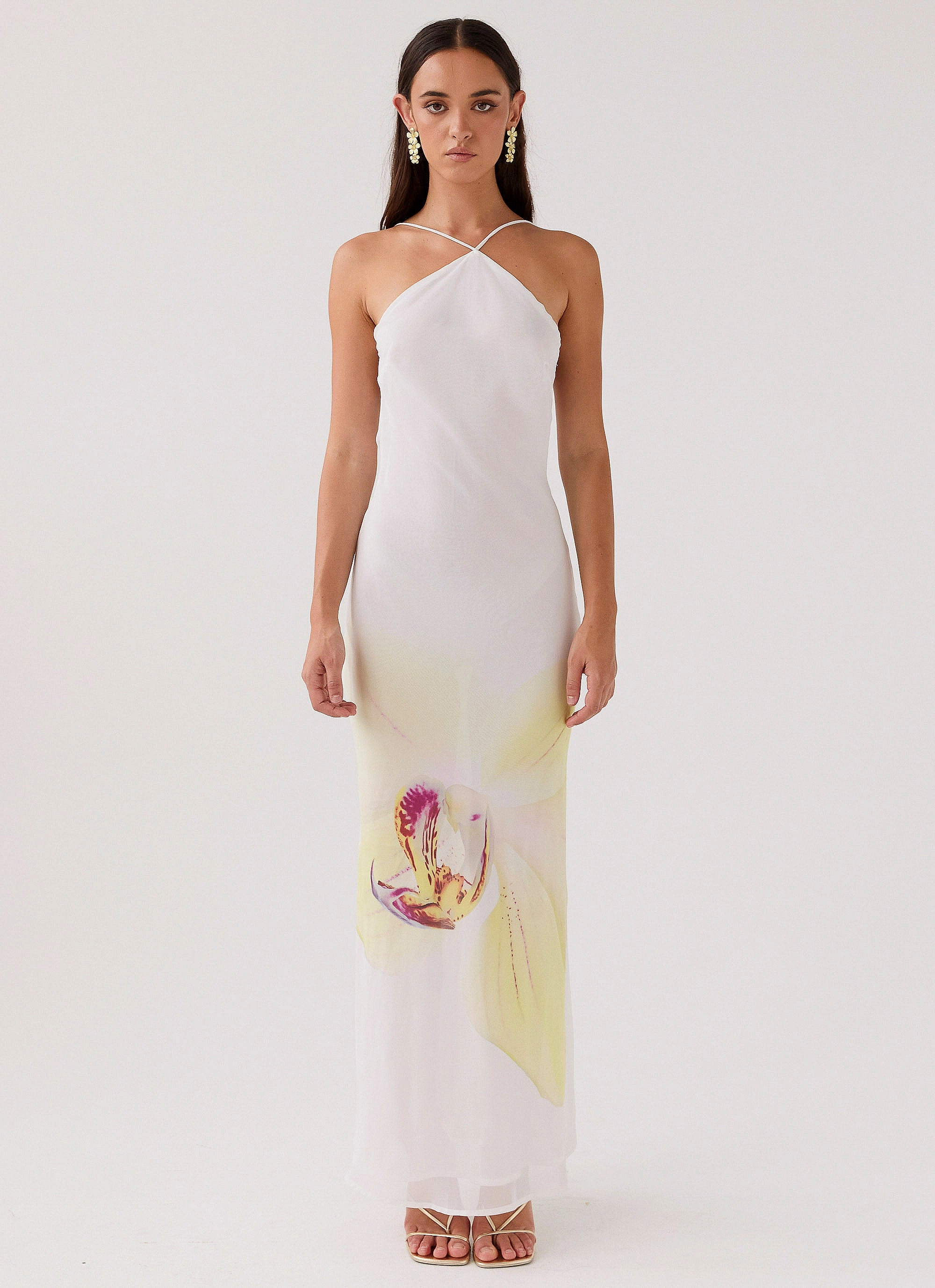 Sleek Layer Unisex Option Blossom Hearts Maxi Dress - Hydrangea