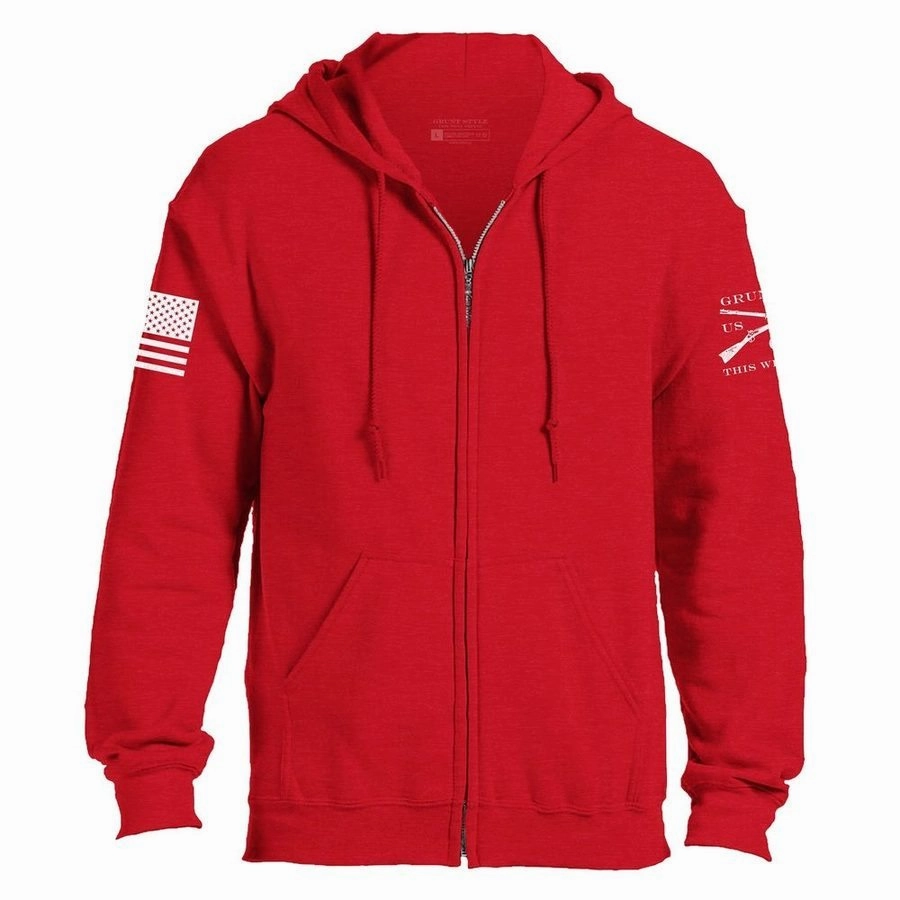 Grunt Style Basic Full-Zip Hoodie - Red Essential Sporty
