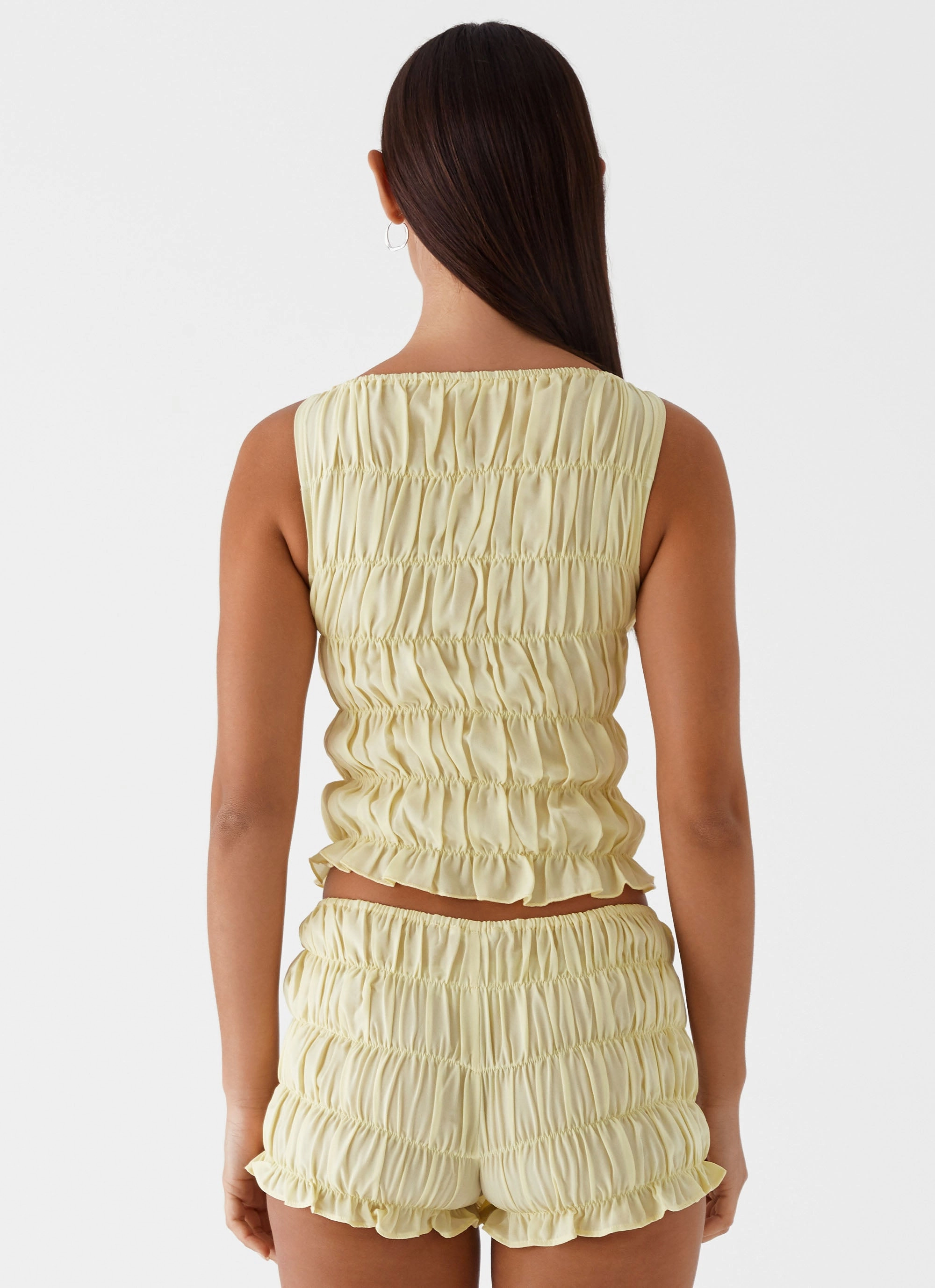 Casual Core Sleek Look Messina Ruched Tank Top - Yellow