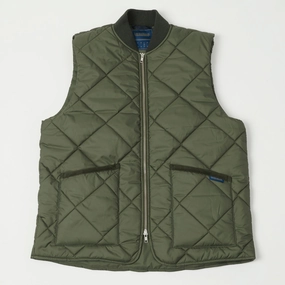 Lavenham Big Quilt Bomber Gilet - Olive Green ShockAbsorbing Core Breathable mesh inserts