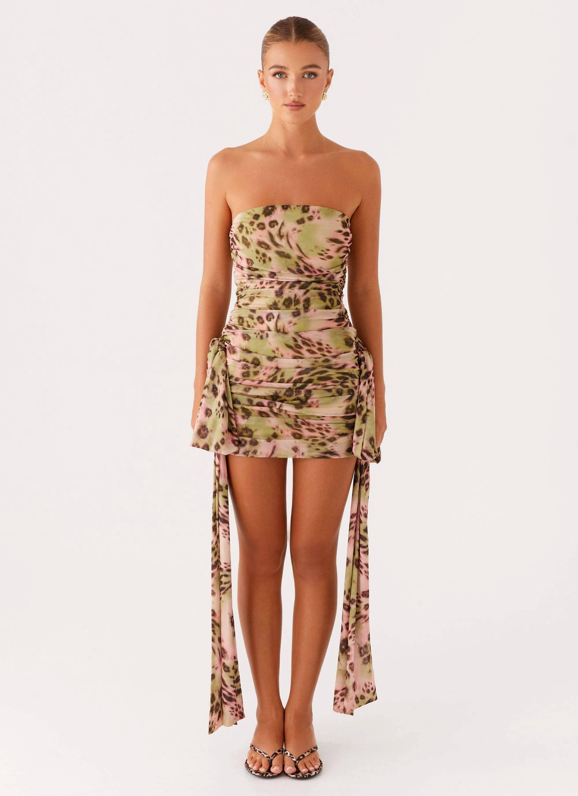 Sheer Overlay Georgie Mini Dress - Swirl Leo