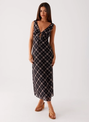 Shade Soft Gianna Midi Dress - Taupe Check