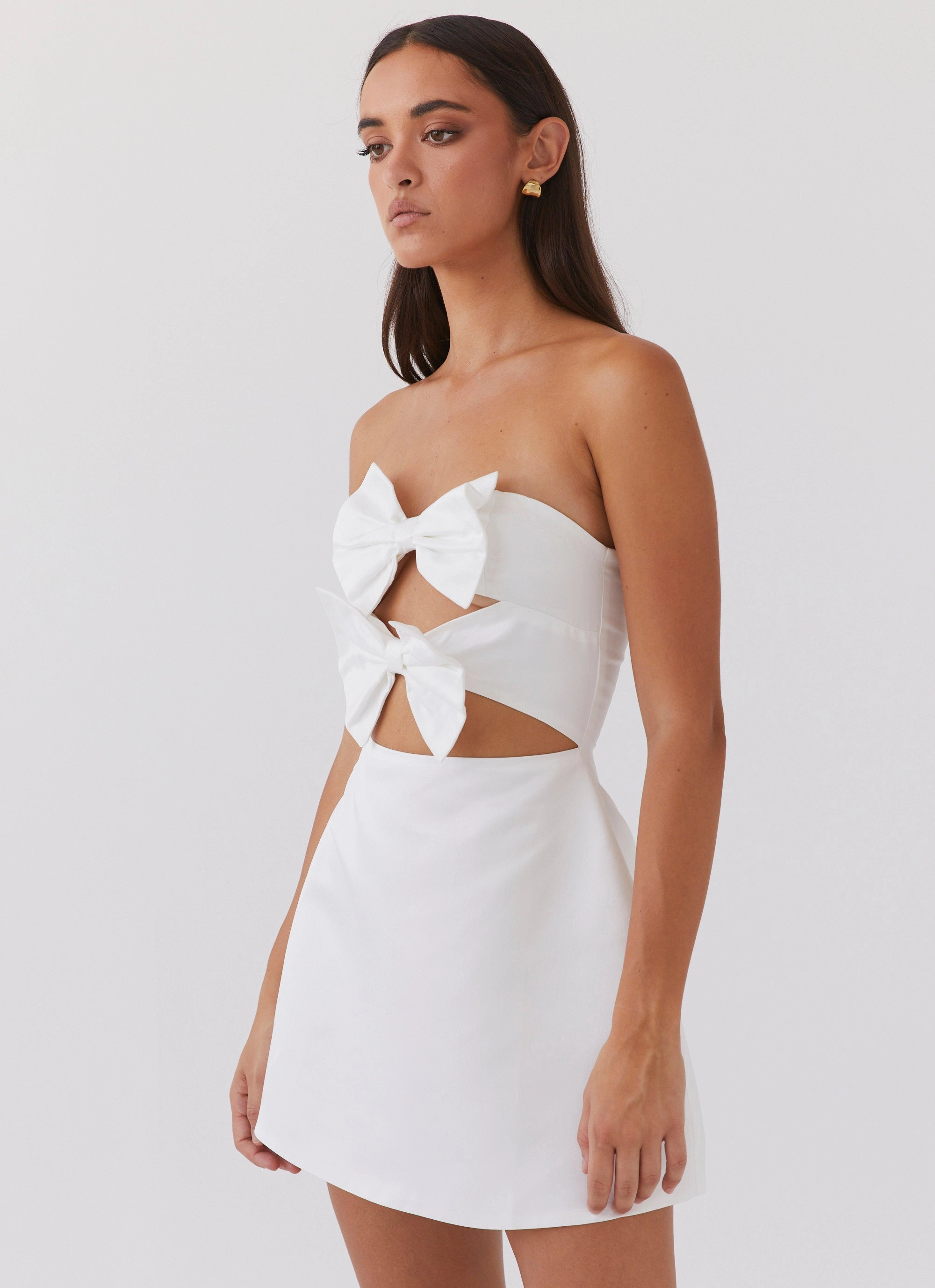 Modern-style Girl Crush Bow Mini Dress - White