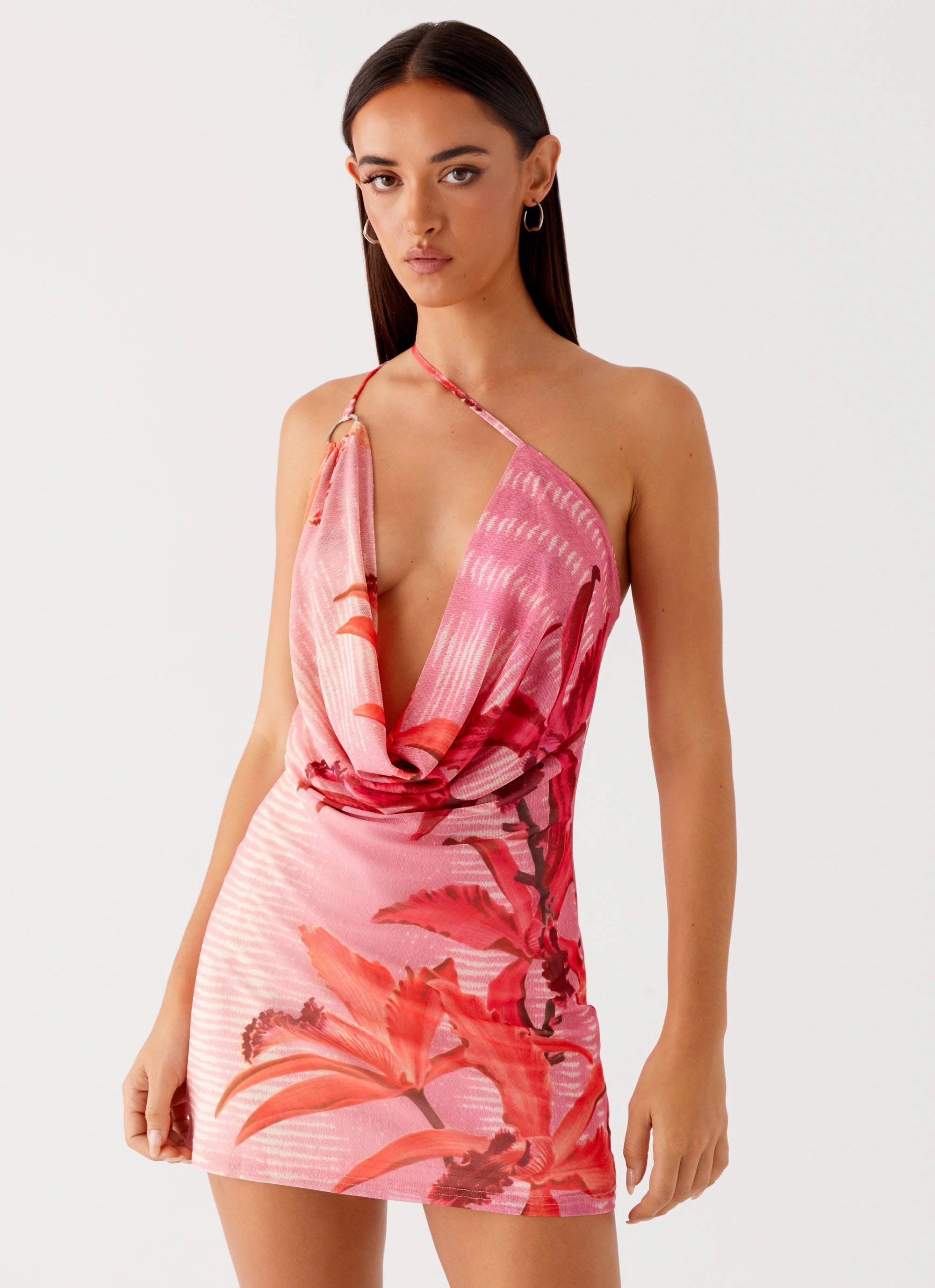 Bloom Zone Bohemian Bliss Mesh Mini Dress - Tropical Pink Print