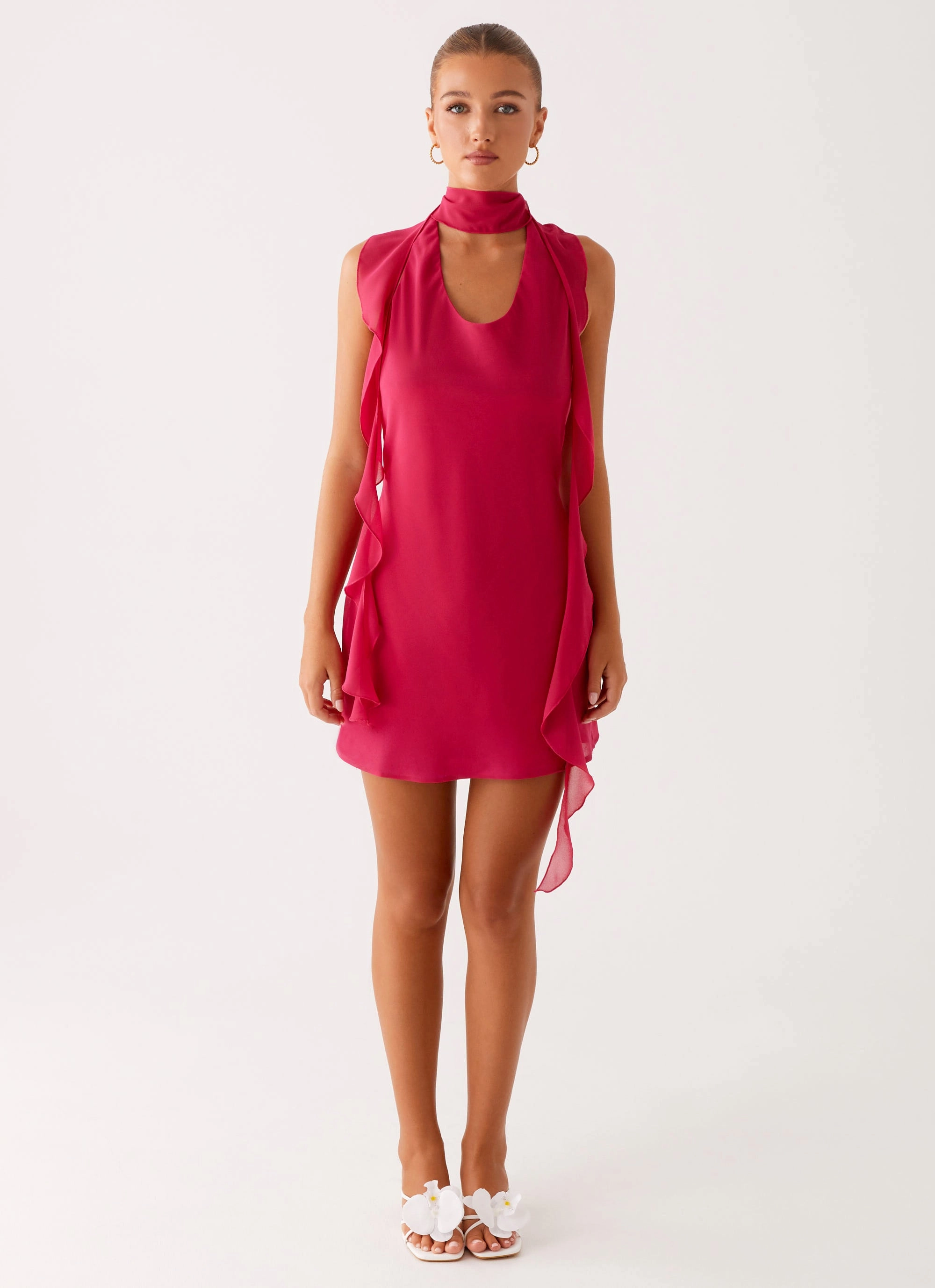 Tanner Mini Dress - Fuchsia Simple formal dress Contrasting Detail