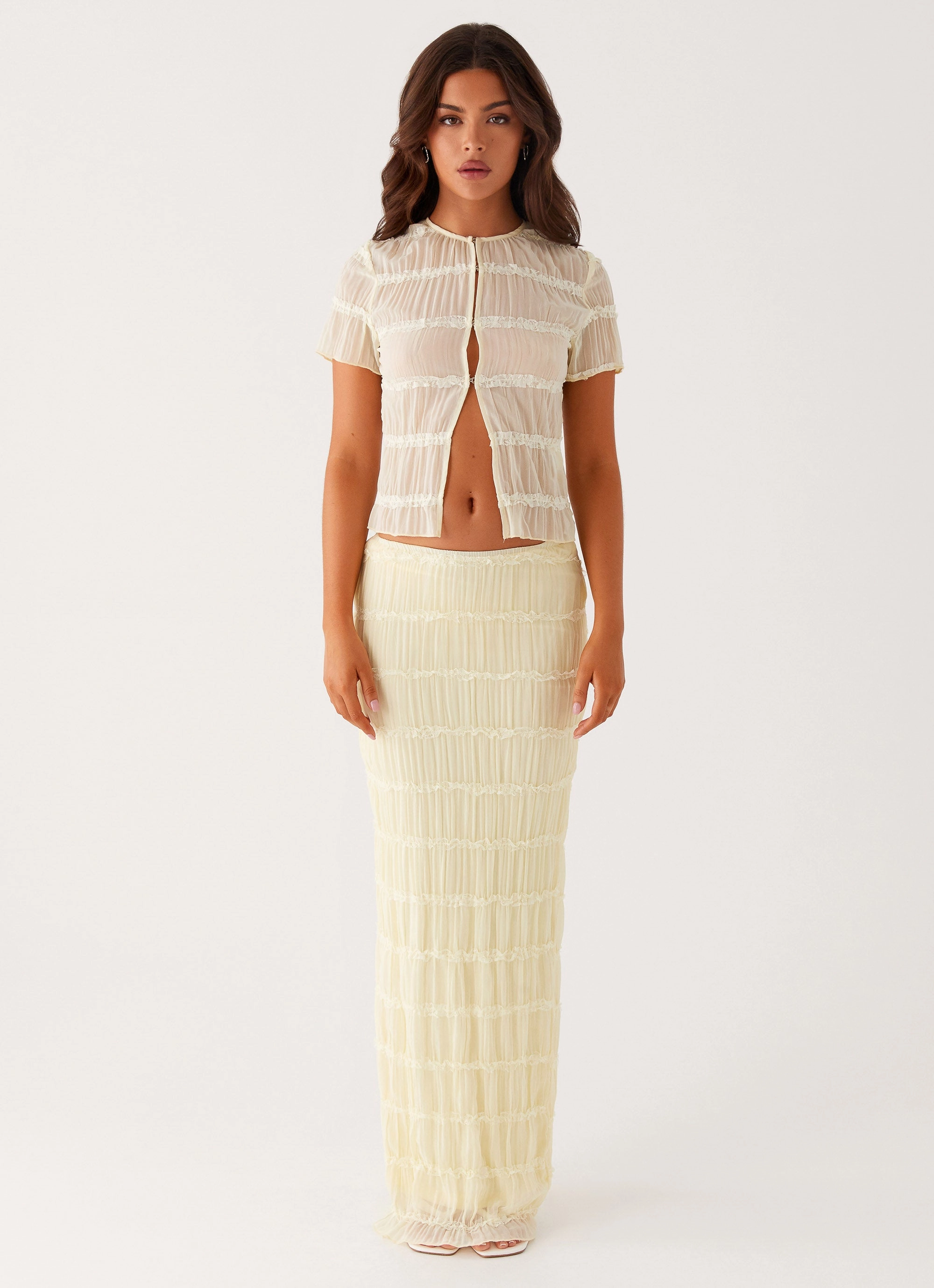 Daydreaming Low Rise Maxi Skirt - Yellow Classic Layers Soft Neutral