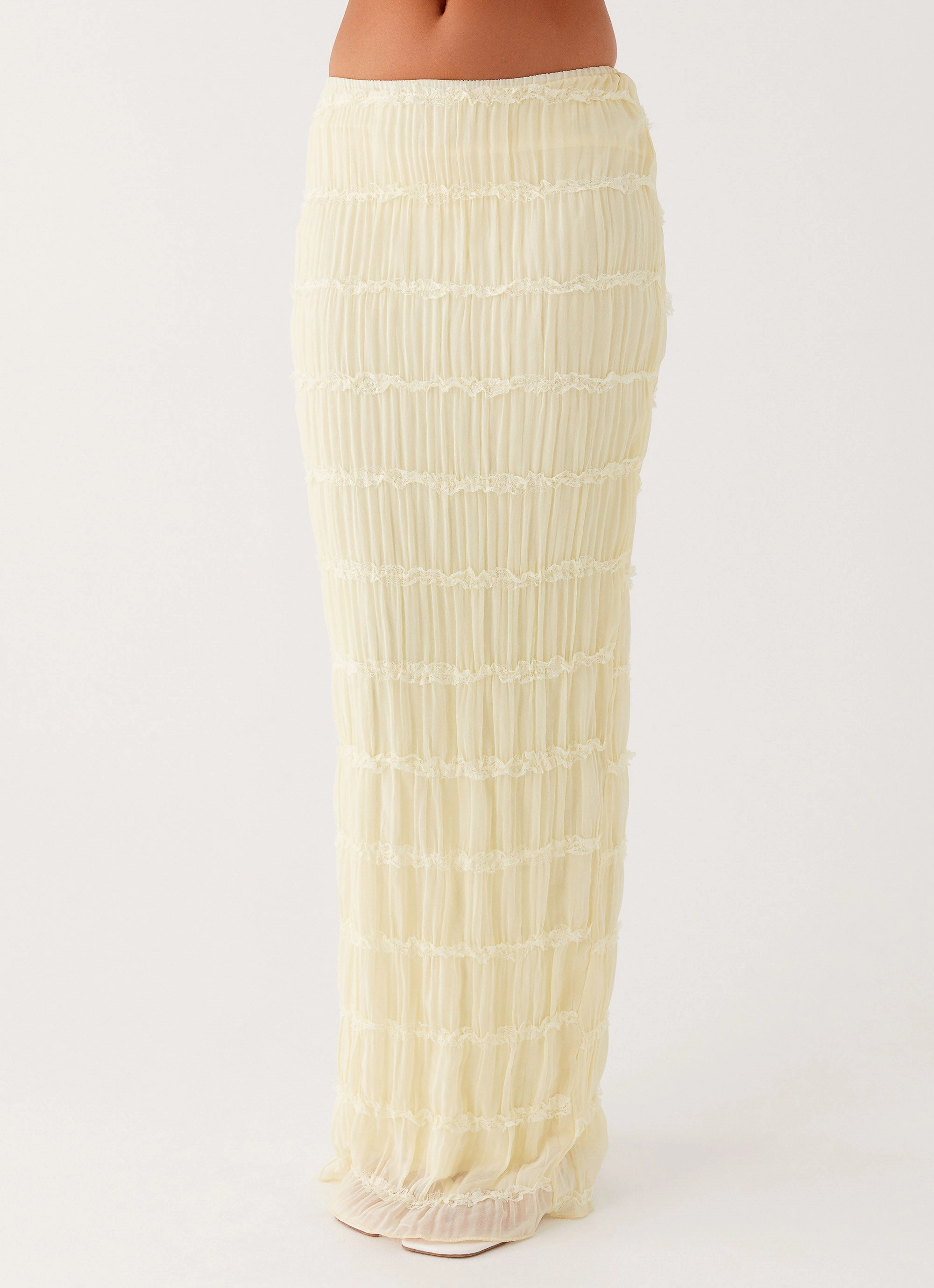 Office Mood Daydreaming Low Rise Maxi Skirt - Yellow