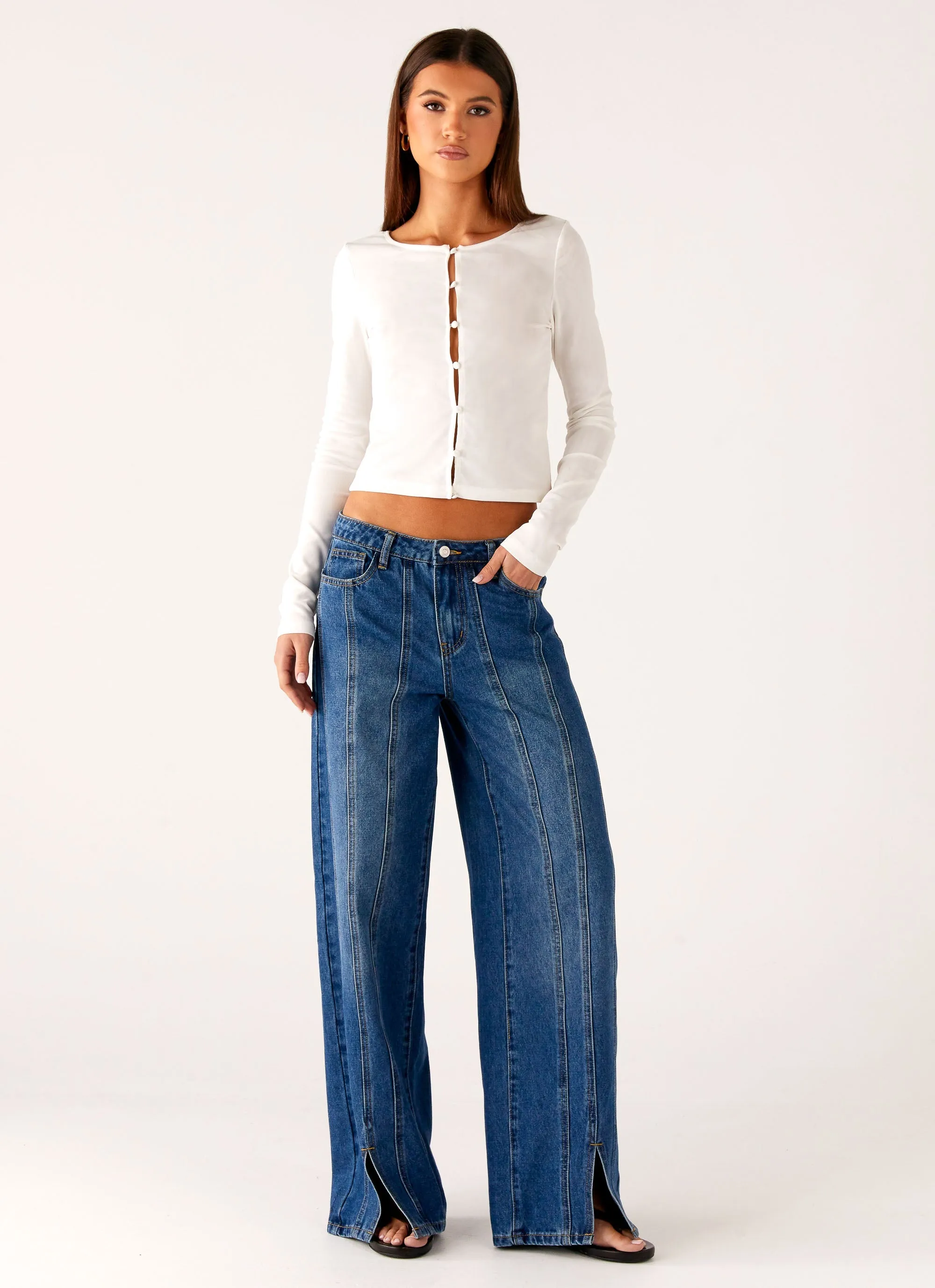 Loose Spring Mood Grayson Straight Leg Jeans - Denim Blue