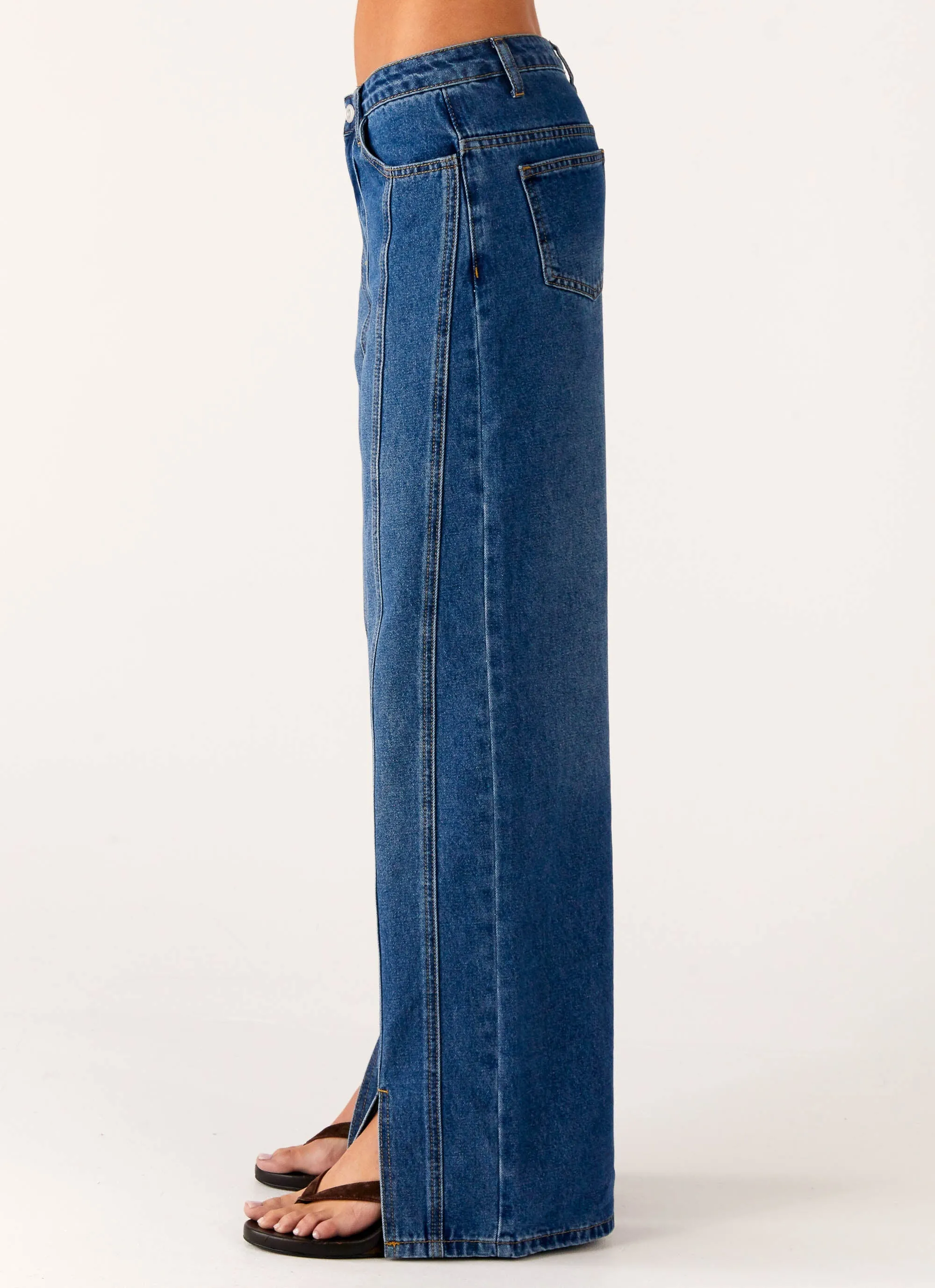 Grayson Straight Leg Jeans - Denim Blue No Gap Waist All weather