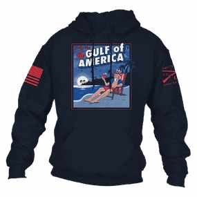 Greetings From The Gulf Of America Hoodie - Navy Comfortable Layers Minimalist Look