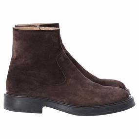 Tod's Almond-Toe Ankle Boots in Brown Suede Tailored Silhouette Dress Code Fit
