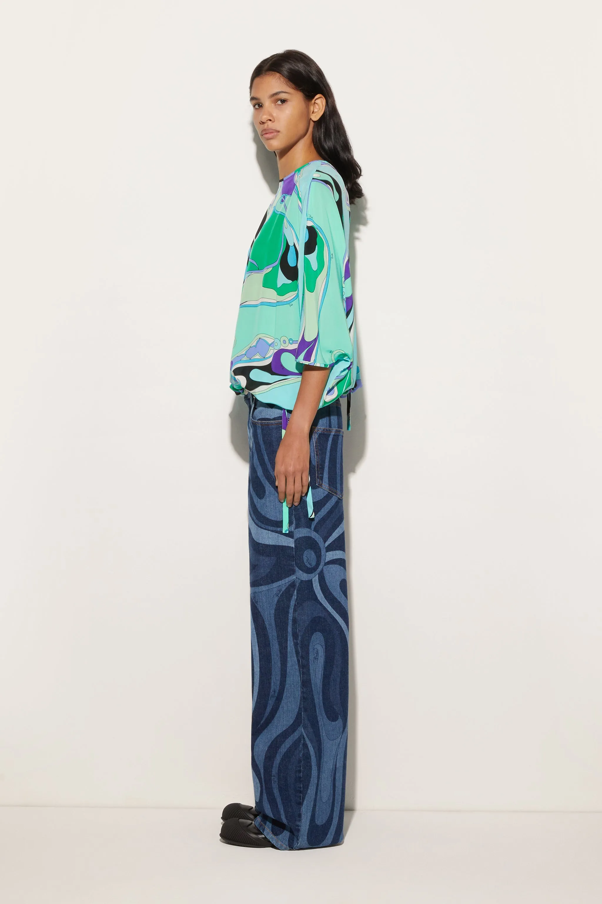 Orchidee Print Cape Blouse Printed design