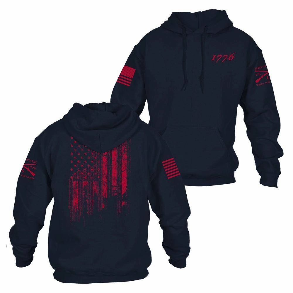 1776 Flag Hoodie - Navy Timeless Relaxed