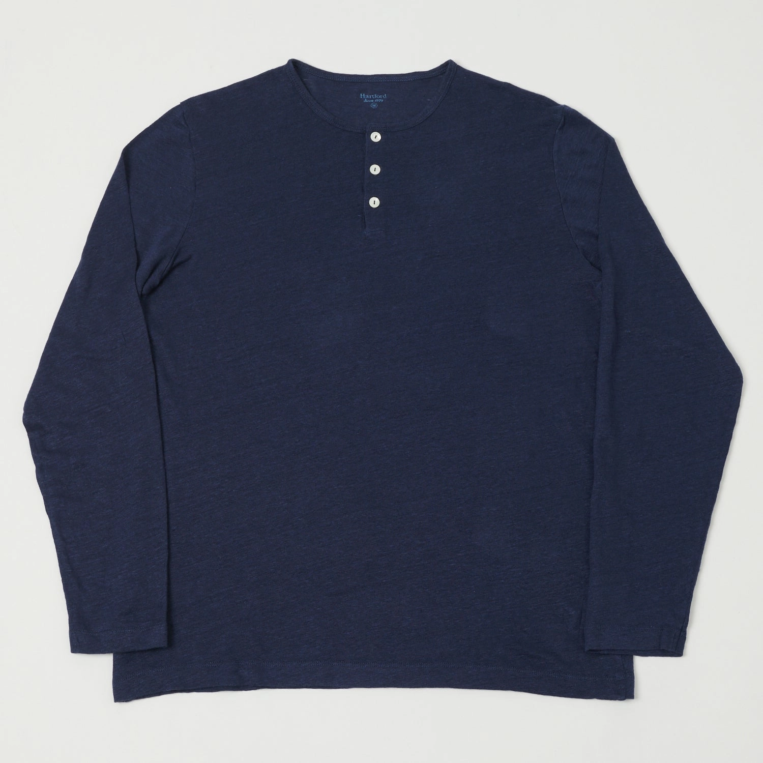 Hartford Linen Henley - Indigo Essential layering piece Recycled Polyester