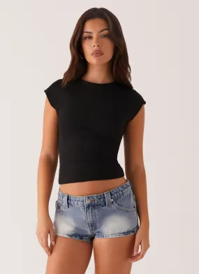 Daily Wear Breathable Classic Headland Low Rise Denim Shorts - Light Wash Blue