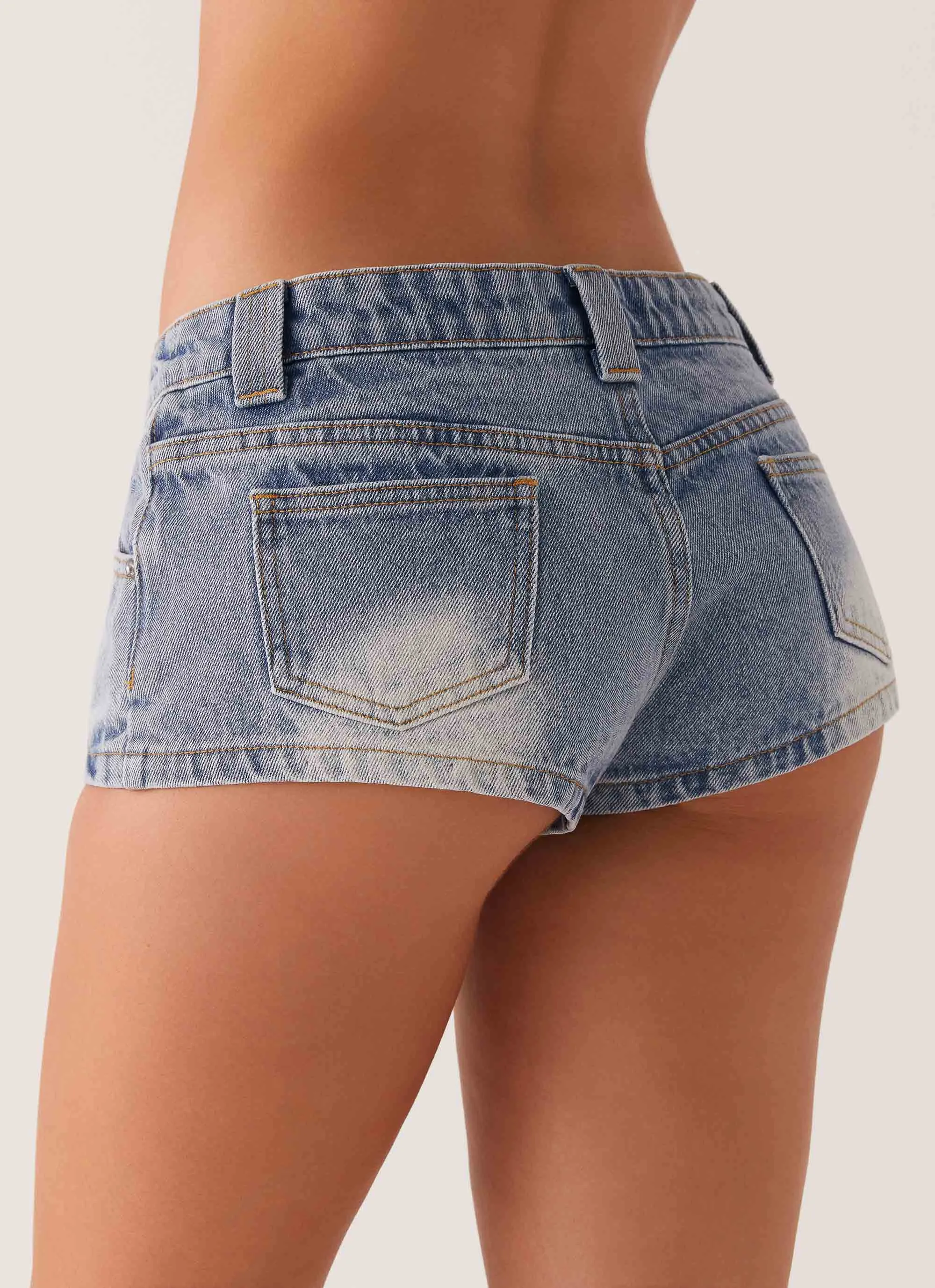 Cool Fit Headland Low Rise Denim Shorts - Light Wash Blue