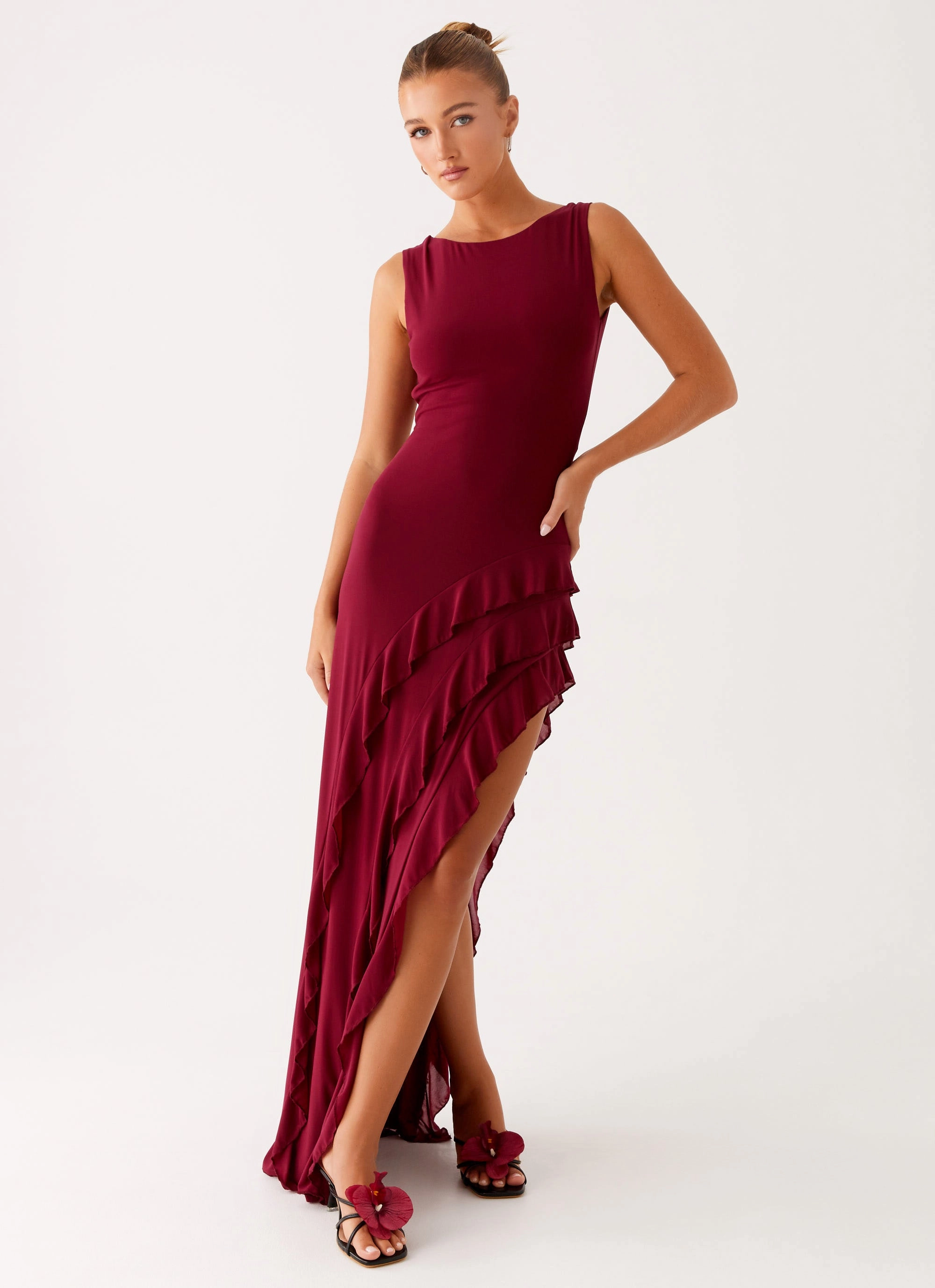 Hendrix Maxi Dress - Raspberry Wine Evening Tone Soft Silhouette
