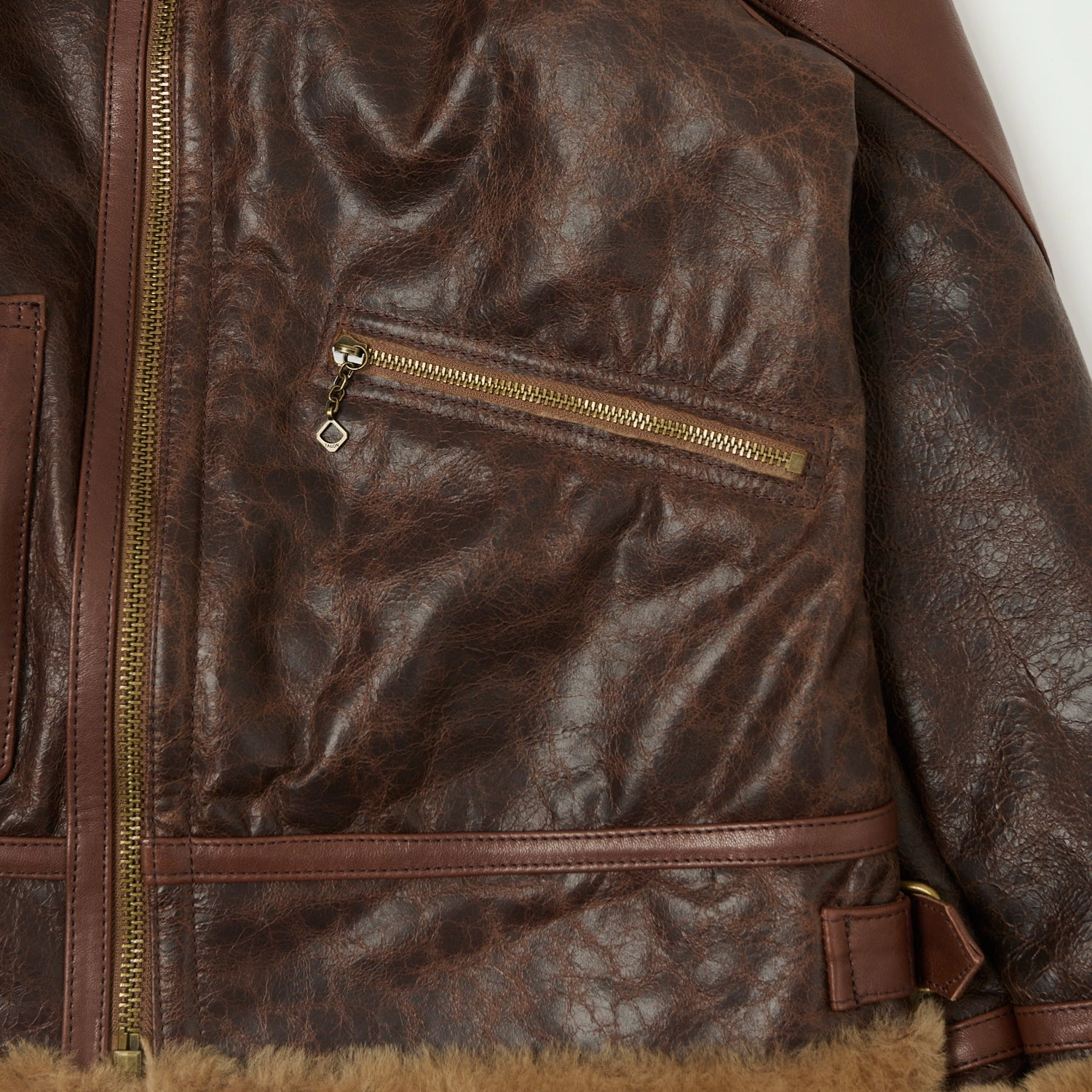 Shangri-La Heritage 'Aviatore' B-3 Shearling Flight Jacket - Brown Fitted Look Magnetic Closure Details