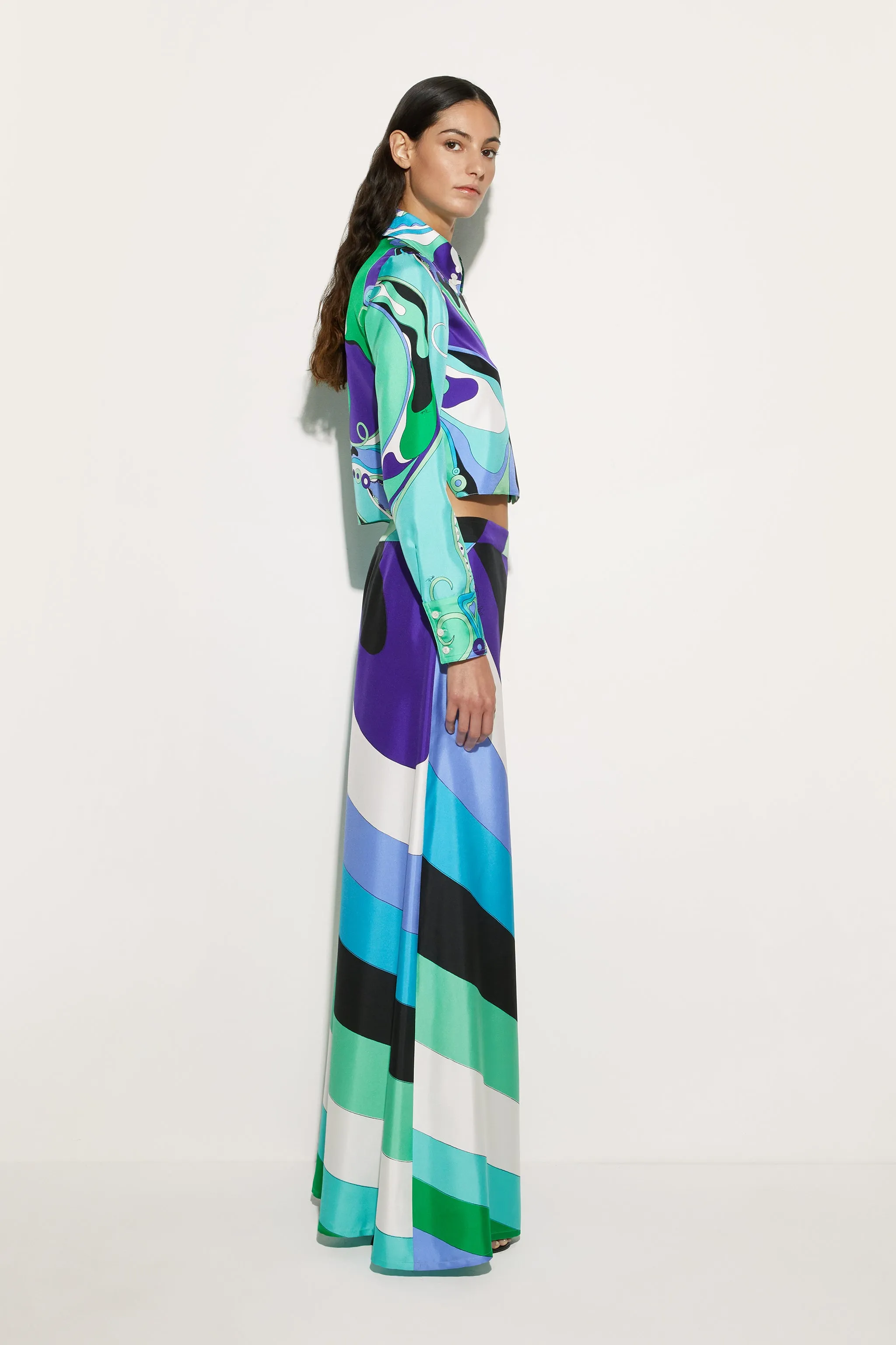 Orchidee Print Cropped Shirt Special Occasion Night Out