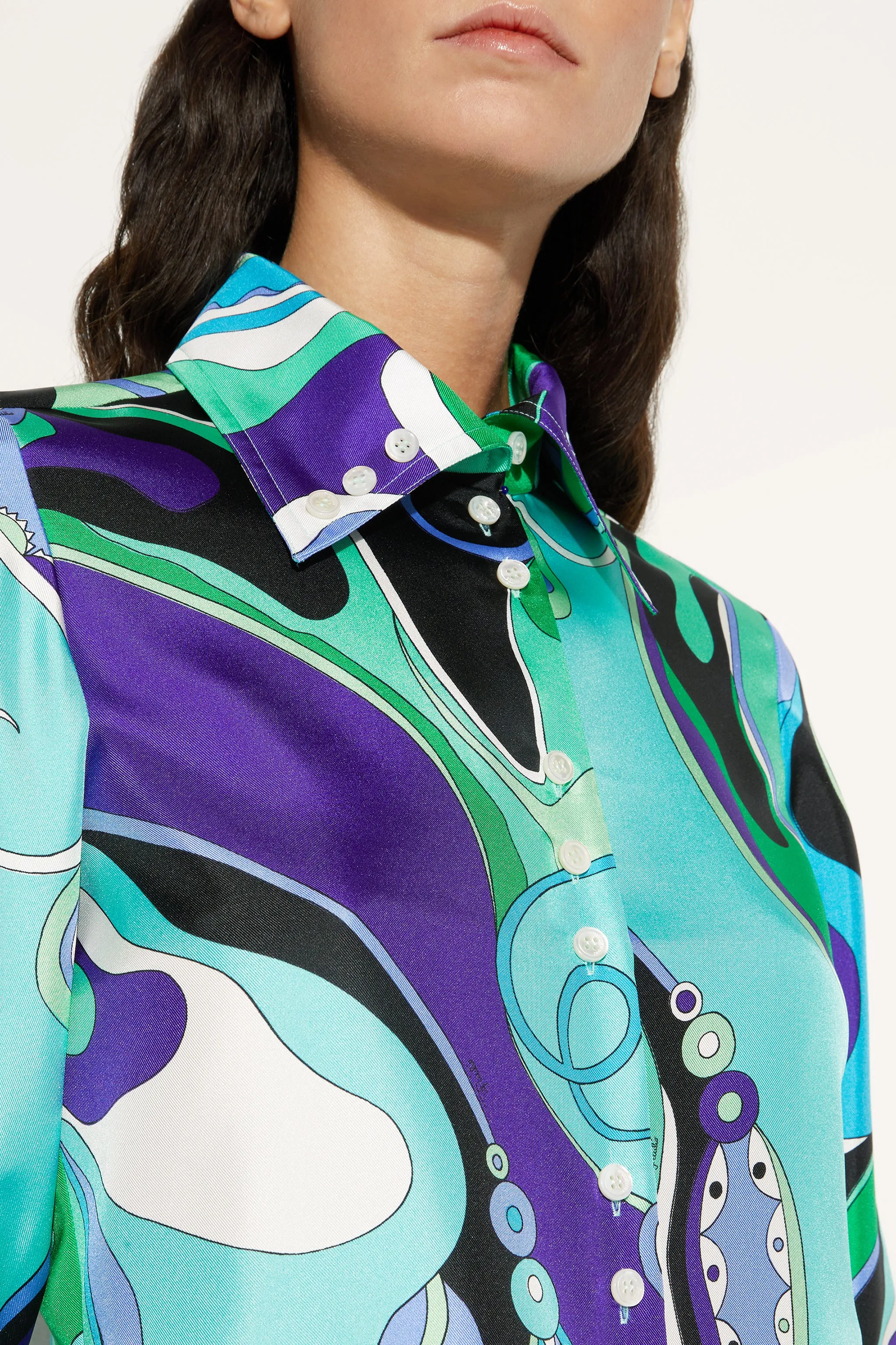 Polished Style Breathable Layer Orchidee Print Cropped Shirt