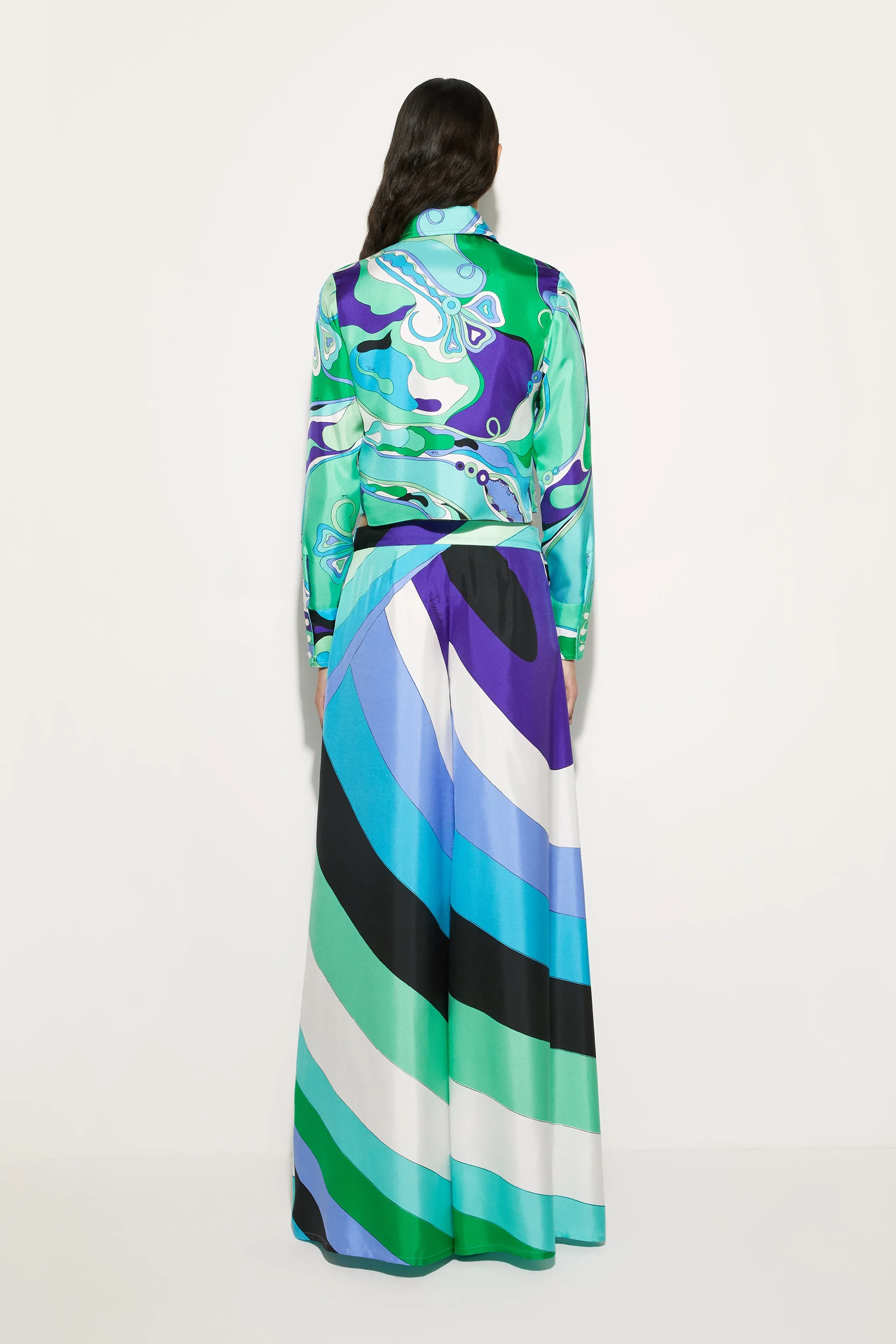 Orchidee Print Cropped Shirt Thermoregulating Fabric Versatile Design