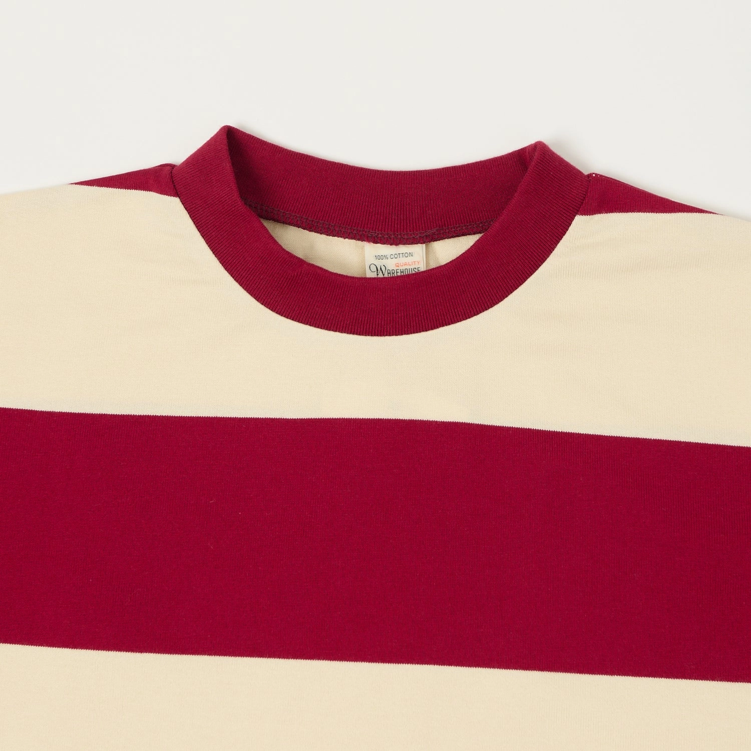 Warehouse & Co 4108 Border T-Shirt - Bordeaux/Natural Modern Comfort Style