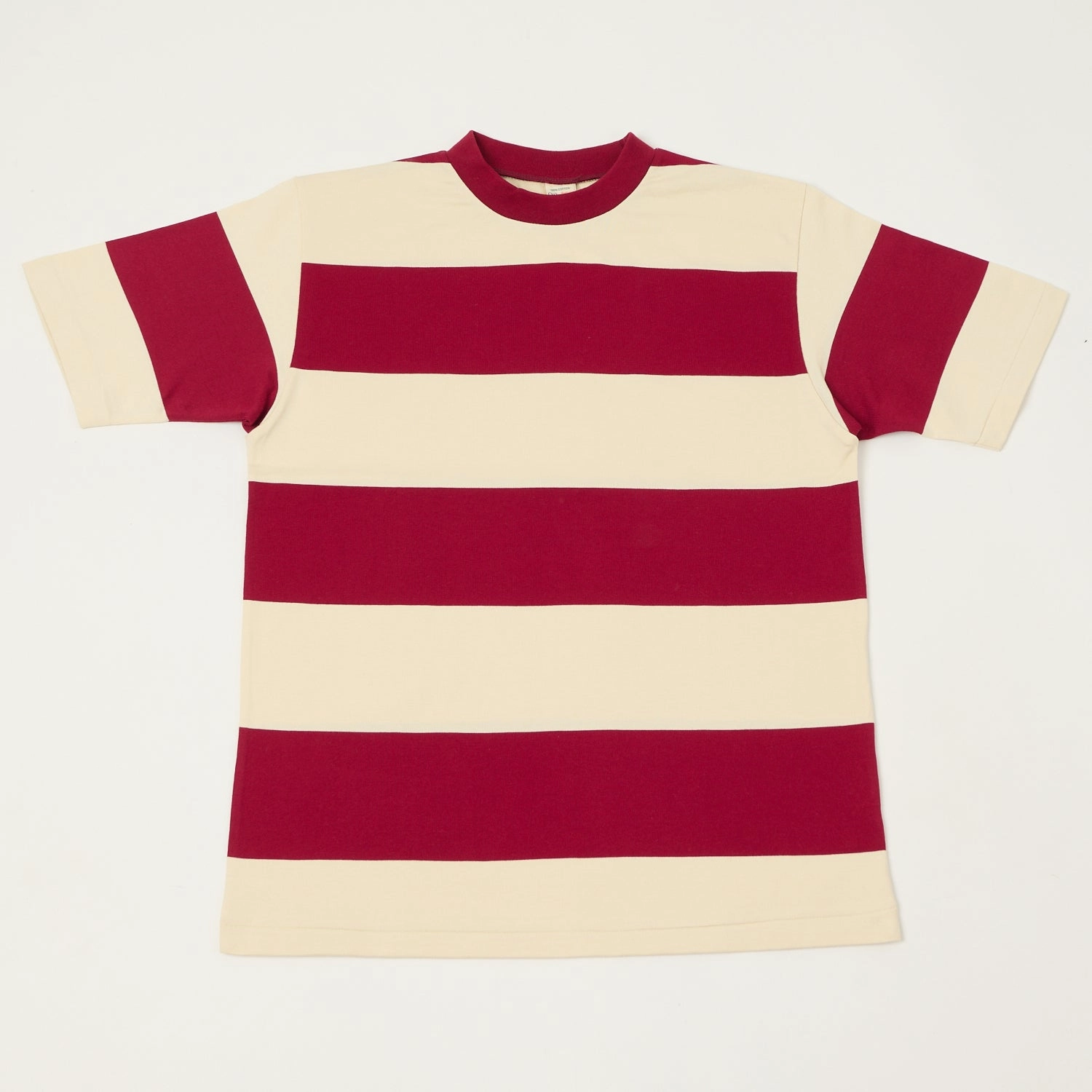 Warehouse & Co 4108 Border T-Shirt - Bordeaux/Natural Temperature Regulating Everyday Layering