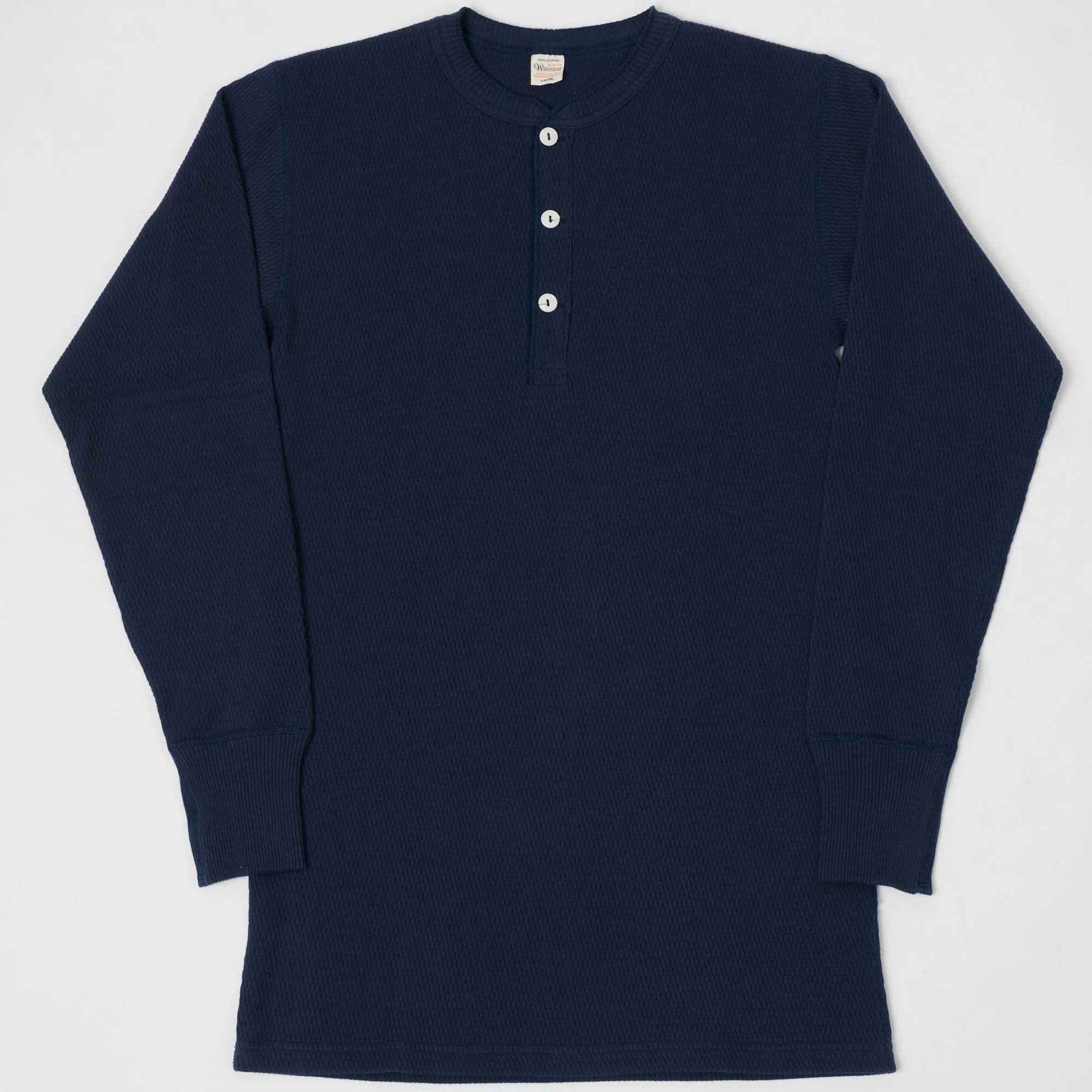 sporty wear Warehouse & Co 5904 Waffle Knit Thermal Henley - Navy