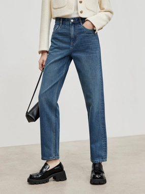 High Waist Straight Cotton Jeans Ultra Basic Clean Outfit