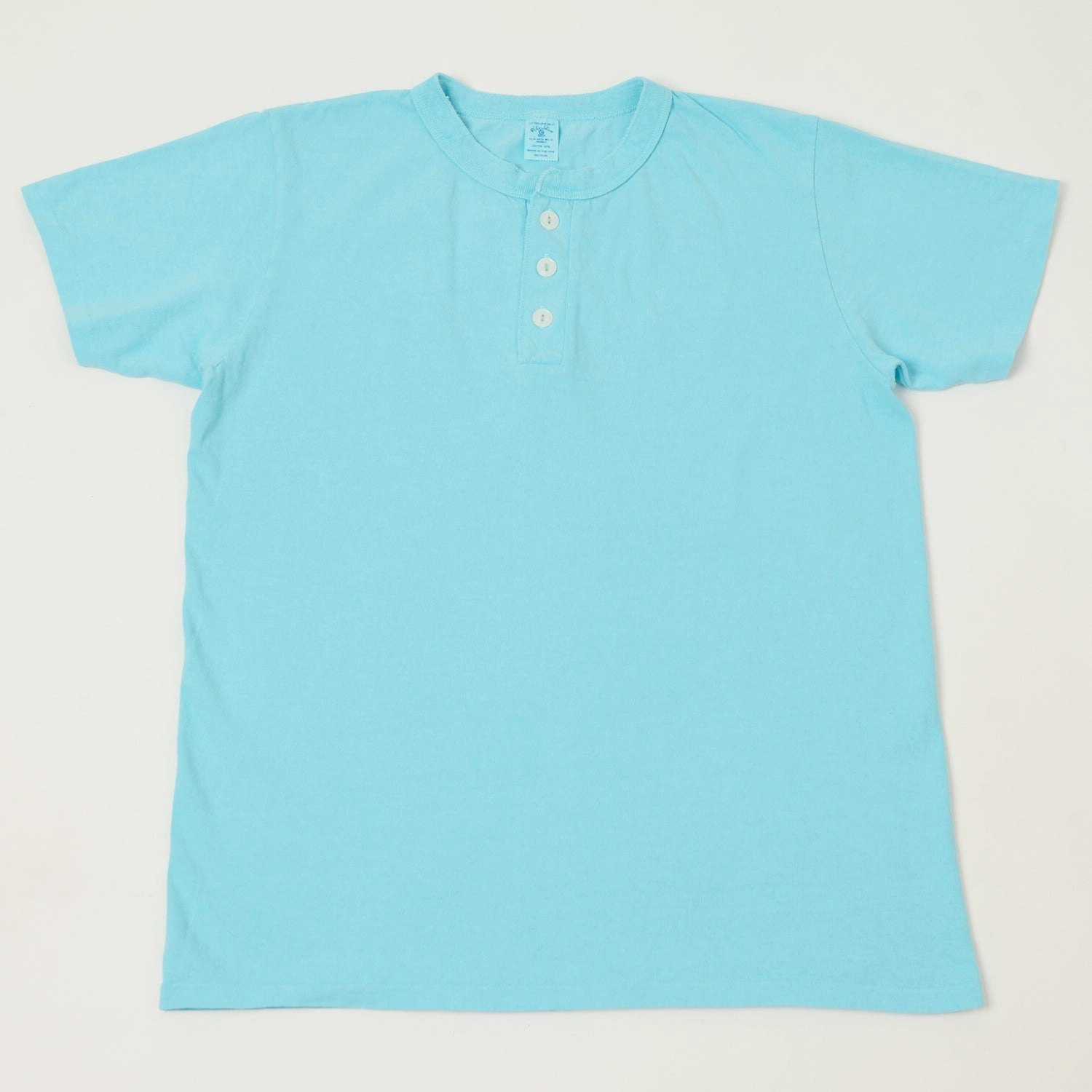 spandex blend Premium Cotton Blend Velva Sheen Pigment Dyed Henley - Teal
