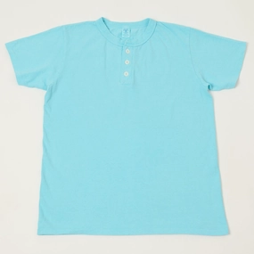Velva Sheen Pigment Dyed Henley - Teal Bohemian