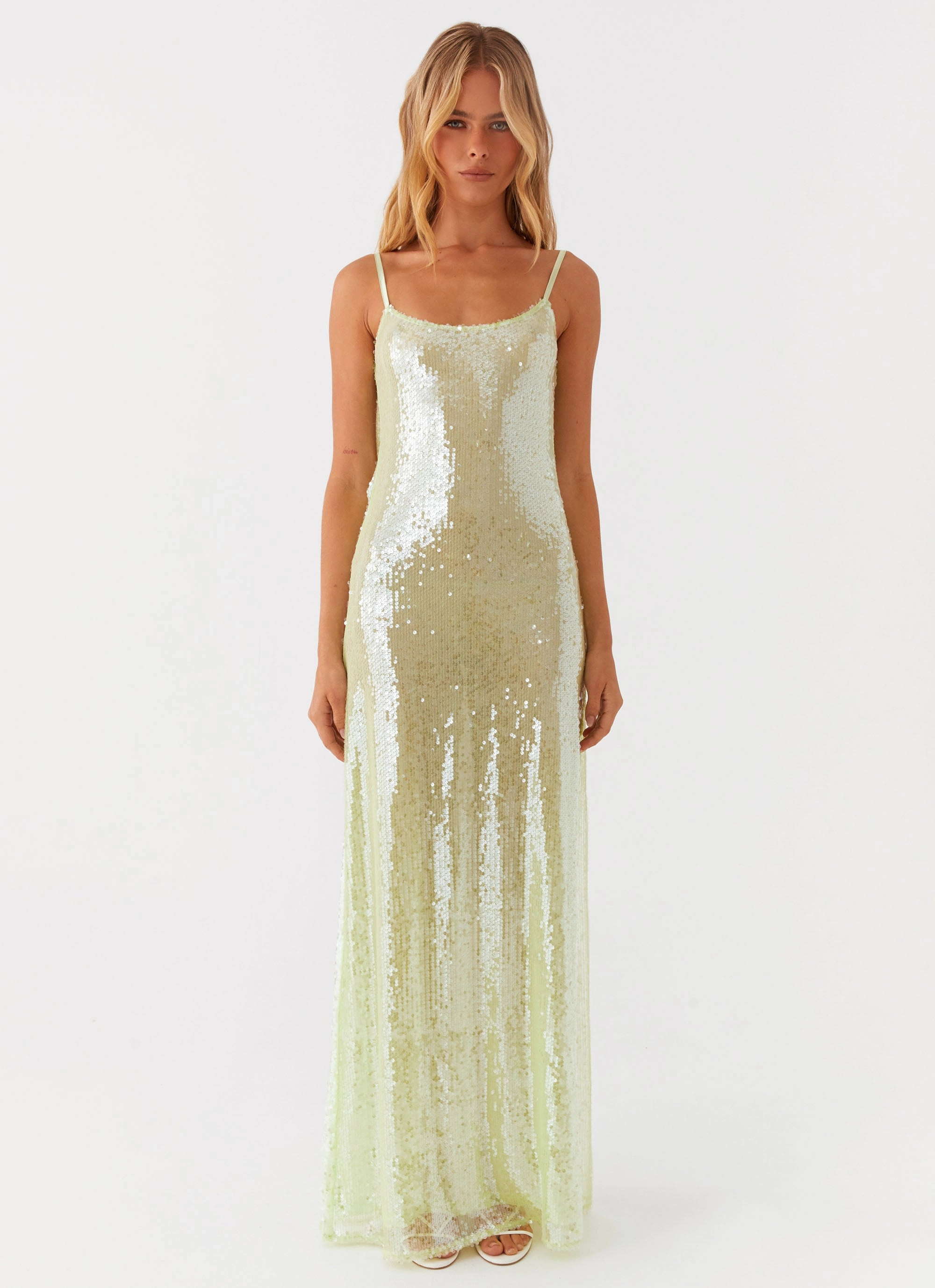 Fresh Outfit Brunch Outfit Higher Level Sequin Maxi Dress - Mint