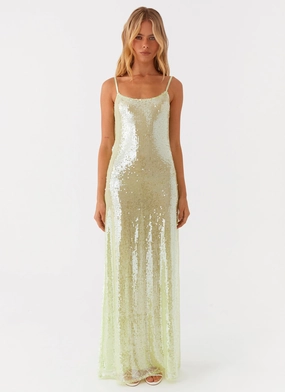 Fresh Outfit Brunch Outfit Higher Level Sequin Maxi Dress - Mint
