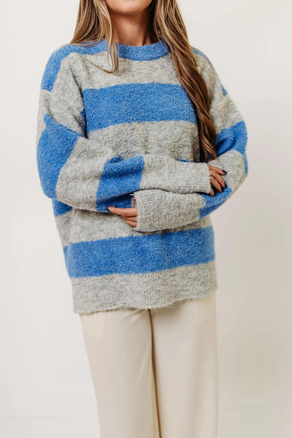 Fresh Trend Hollis Textured Sweater in Blue Grey